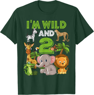 2 Year Old Zoo Birthday Shirt Safari Jungle Zoo Animal 2nd T-Shirt - T-Shirt | Forest