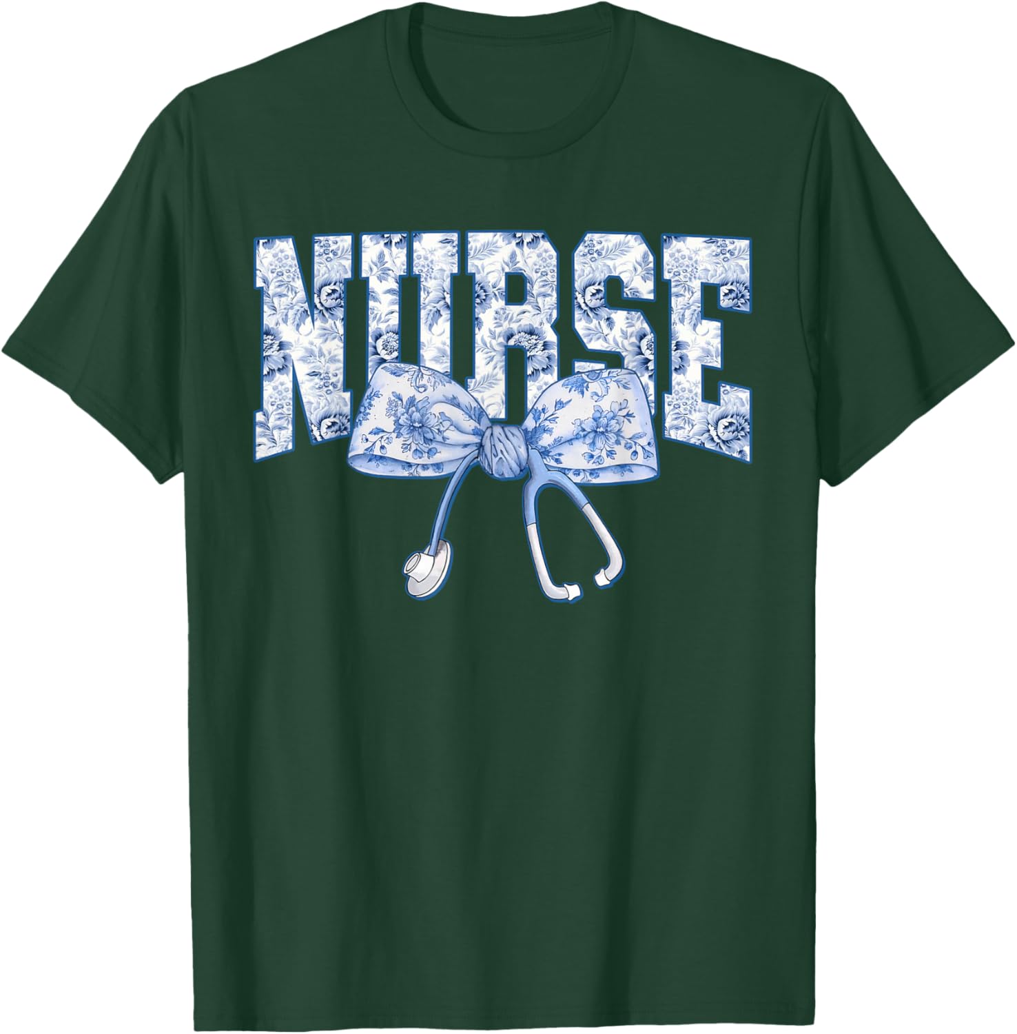 Nurse Coquette Bow Blue Stethoscope Nursing Medical Doctor T-Shirt - T-Shirt | Forest