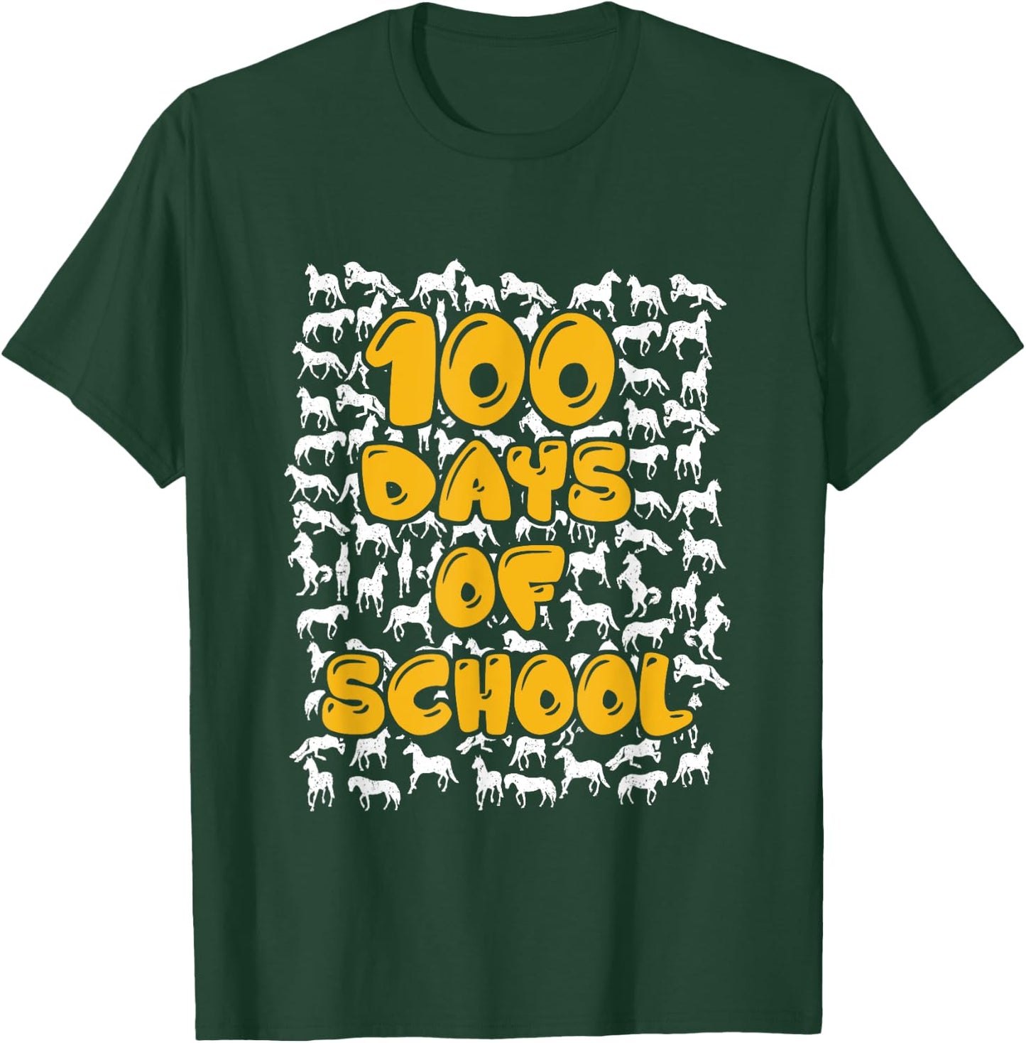 100 Days of School horse mustang mascot T-Shirt - T-Shirt | Forest
