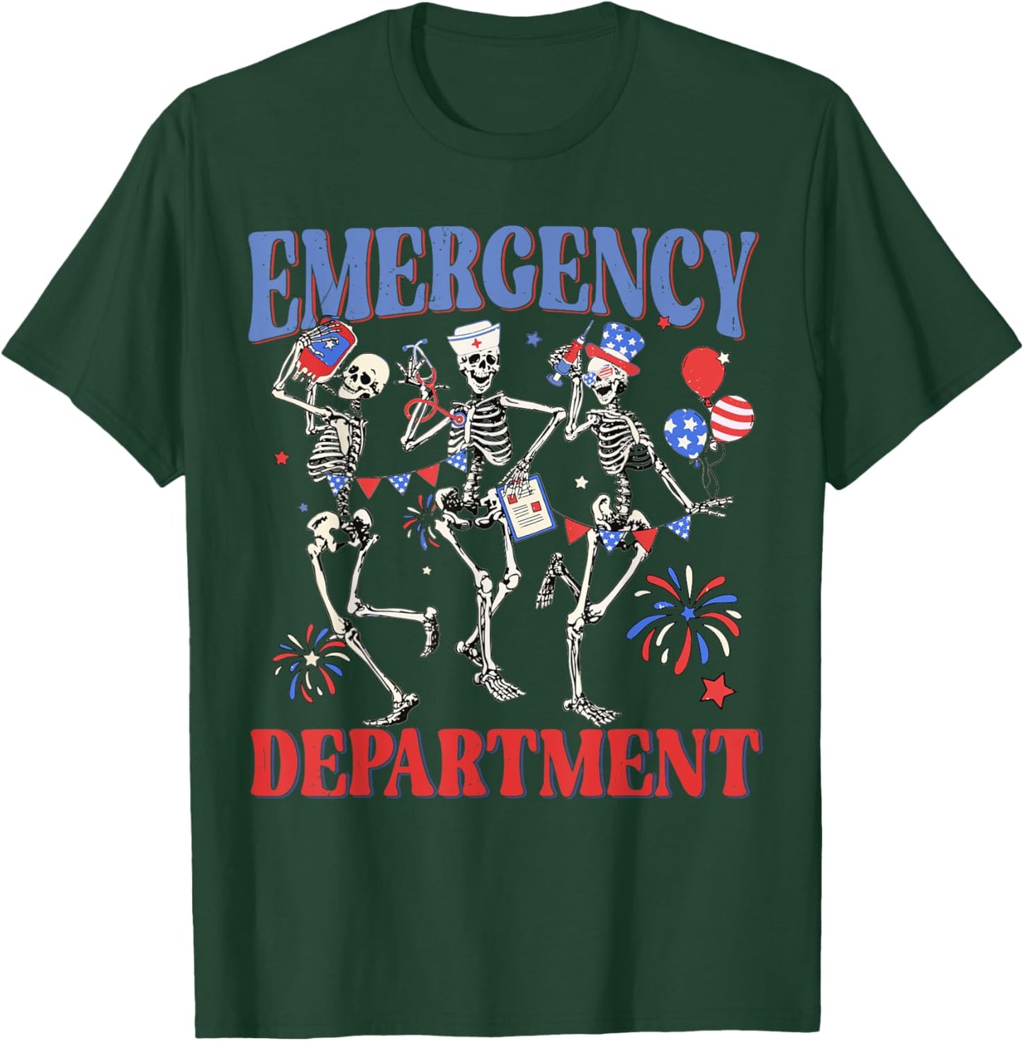 Emergency Department 4th Of July ER Nurse Independence Day T-Shirt - T-Shirt | Forest