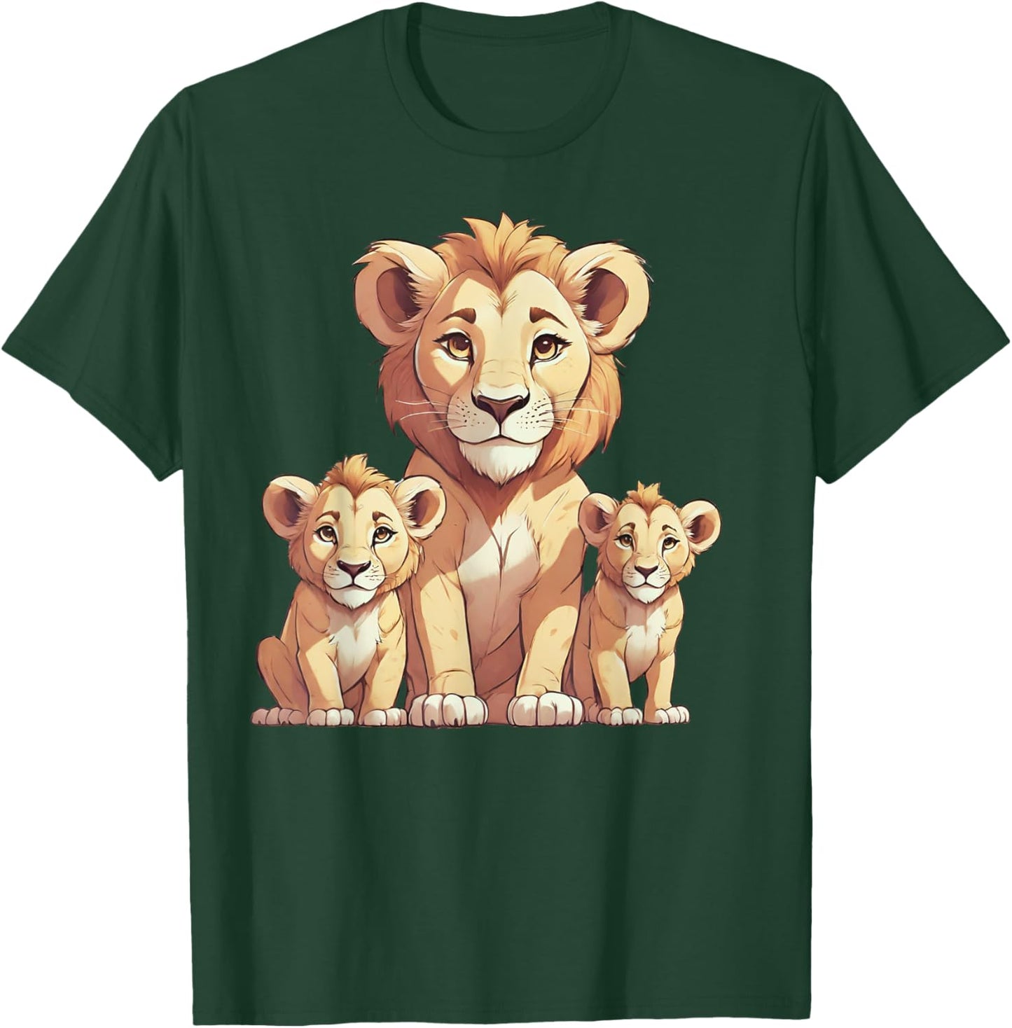 Cute Mama Lion and Cubs Family Mom Mother Gift Women Wife T-Shirt - T-Shirt | Forest