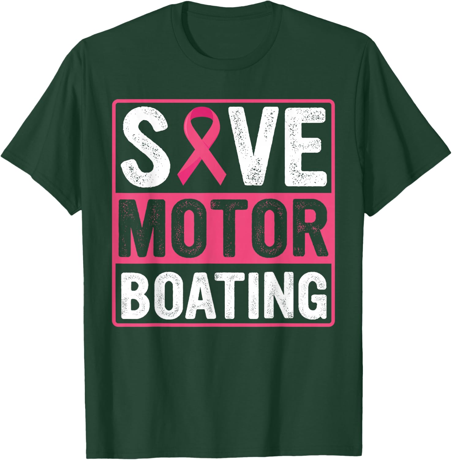 Save Motor Boating Breast Cancer Pink Ribbon T-Shirt - T-Shirt | Forest