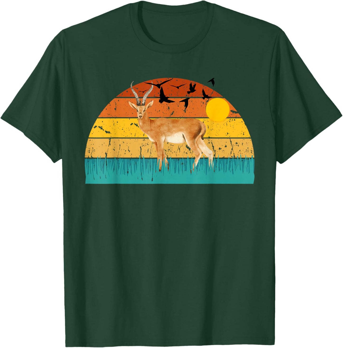 Gazelle Gazelle Lover Retro Style Animal Deers Sunset T-Shirt - T-Shirt | Forest