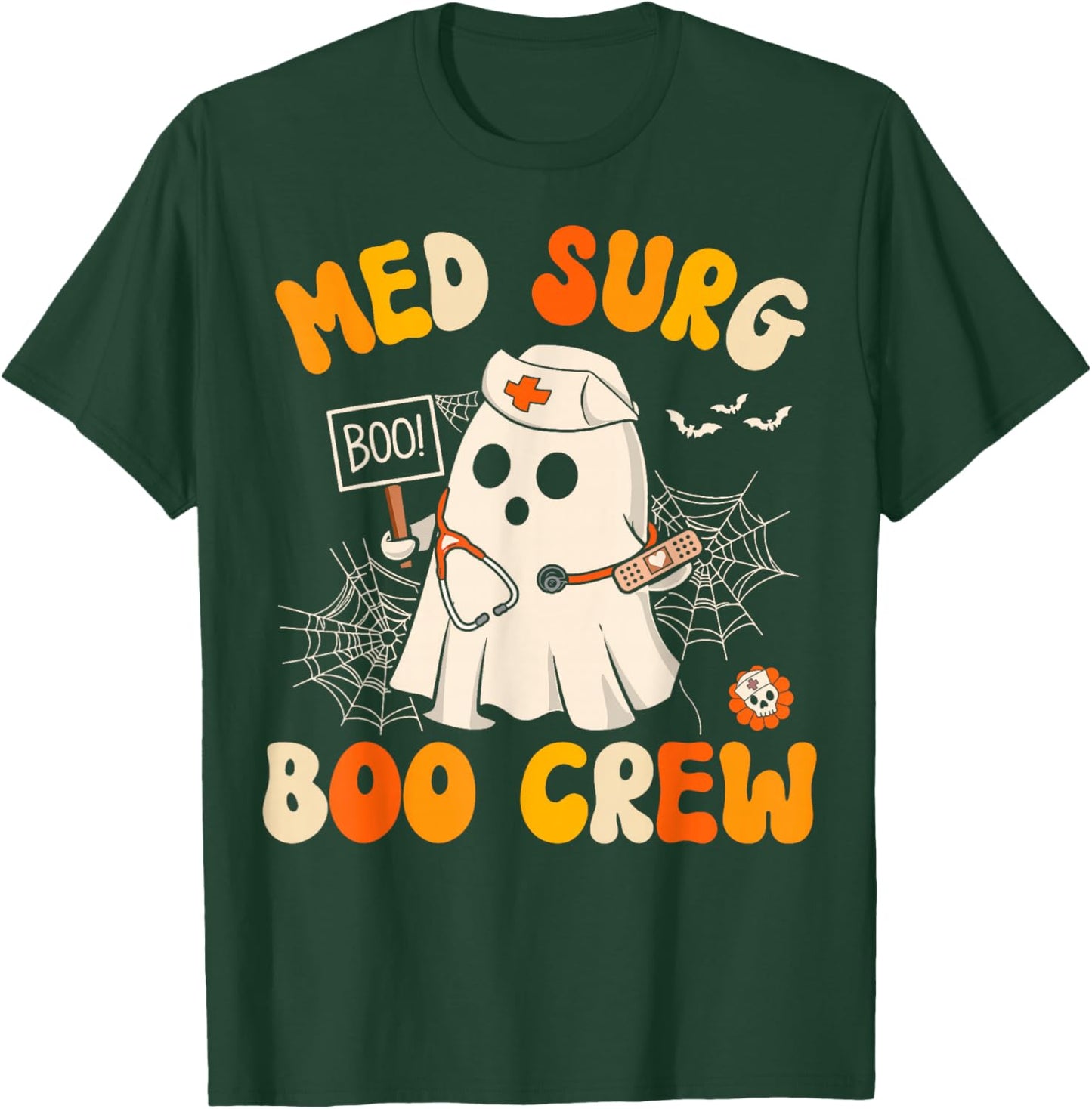 Med Surg Nurse Cute Health Worker Halloween Ghost Nurse T-Shirt - T-Shirt | Forest