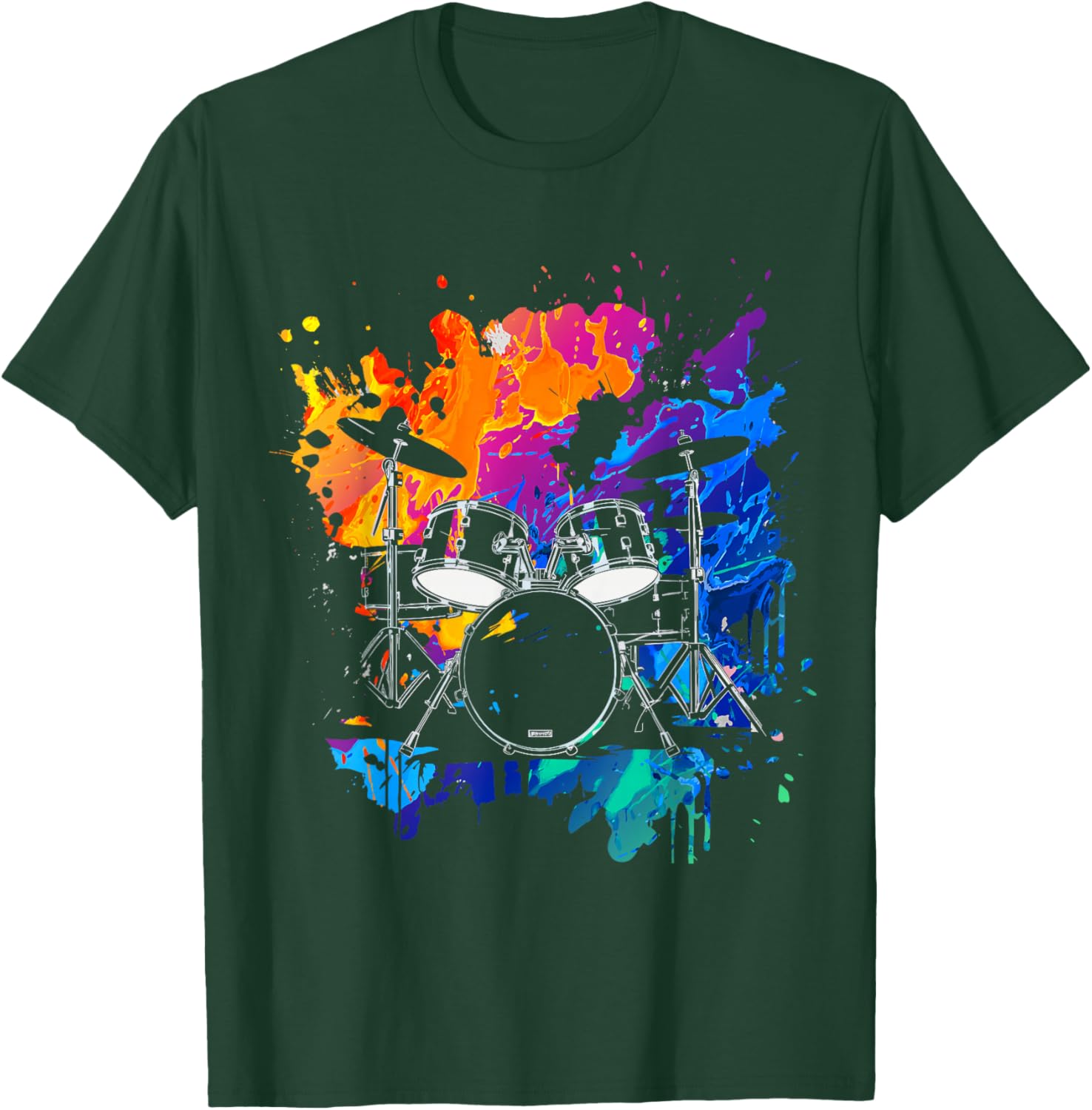 Drums Colorful Instrument Band Drum Music T-Shirt - T-Shirt | Forest