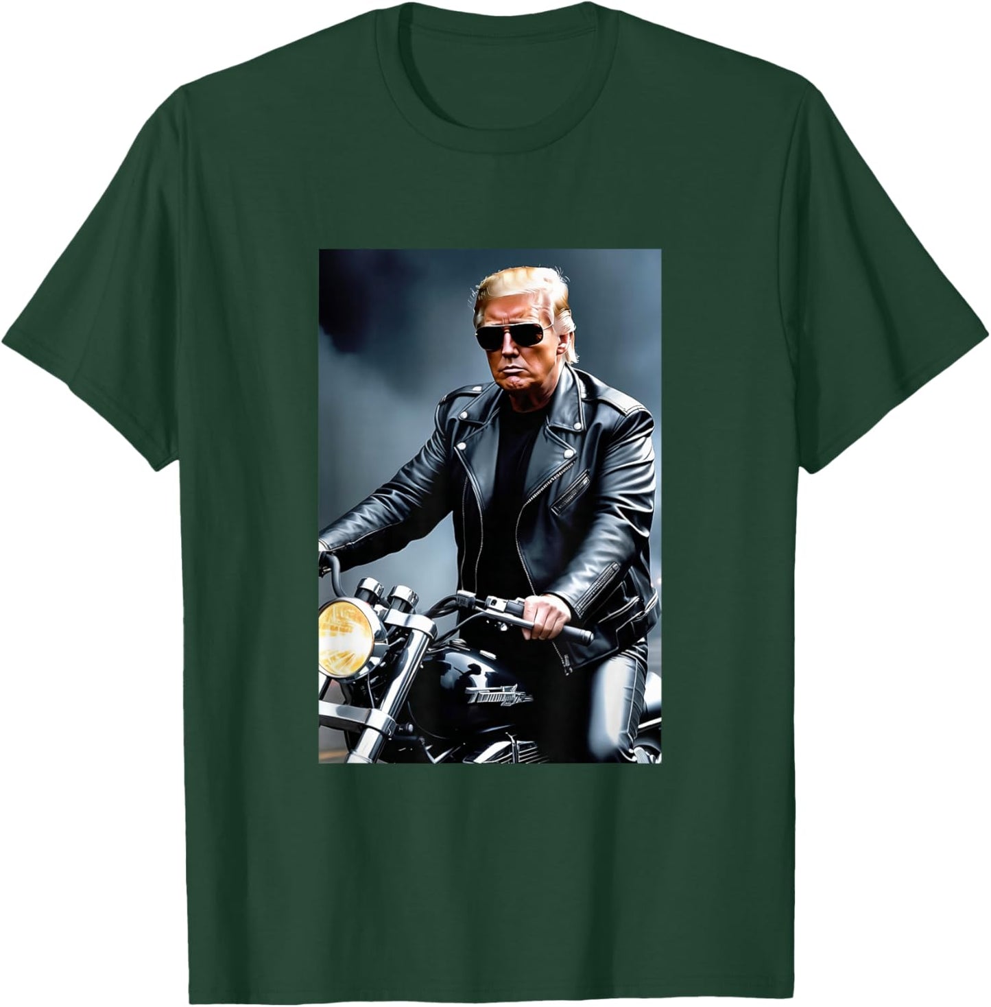 Donald Trump 2026 Riding a Motorcycle Funny Women T-Shirt - T-Shirt | Forest