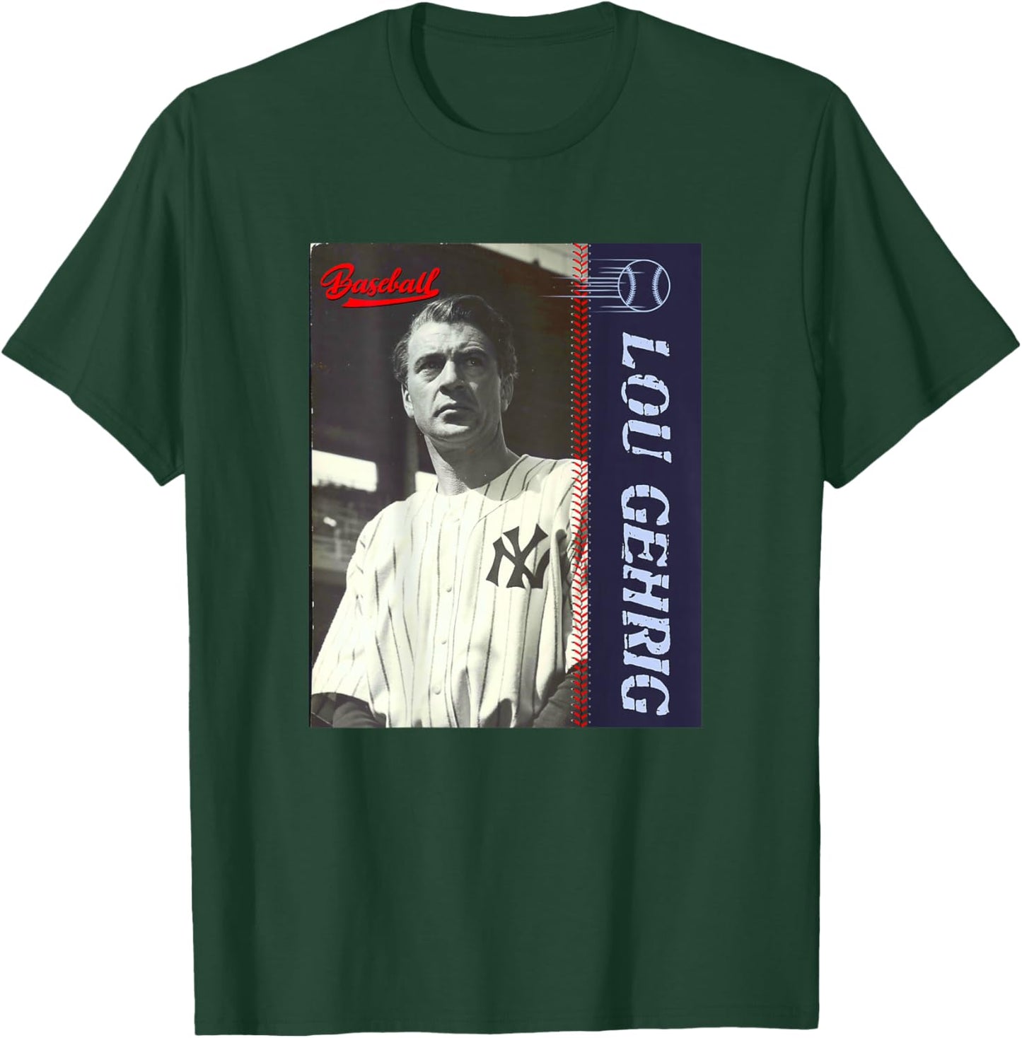 Lou Gehrig_Baseball_001_Back Printed T-Shirt - T-Shirt | Forest