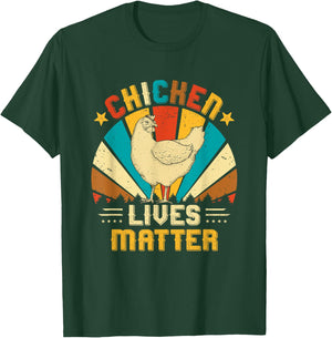 Retro Chicken Lives Matter Chicken Farm Farmer Owner Gift T-Shirt - T-Shirt | Forest