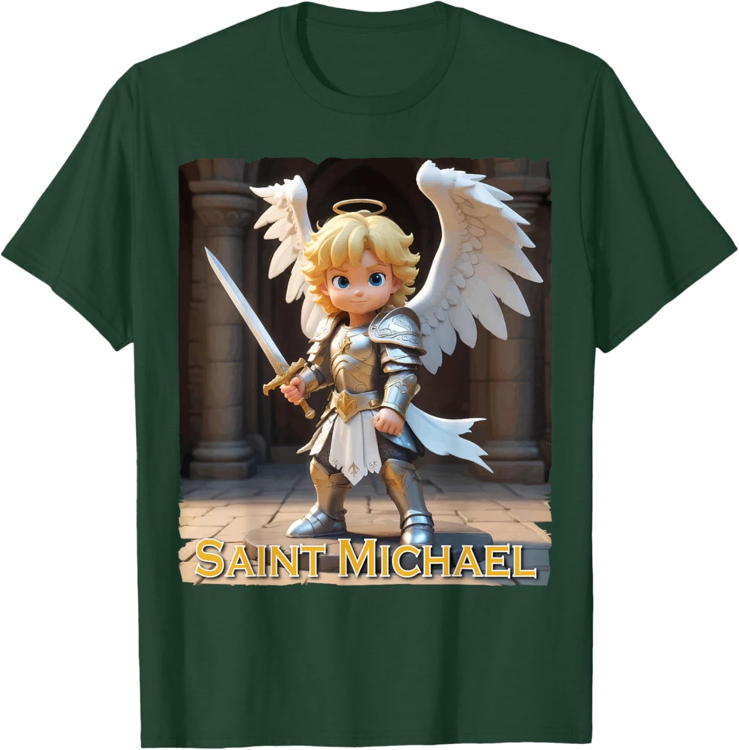 Saint Michael the Archangel for Kids Catholic Boys Cute T-Shirt - T-Shirt | Forest