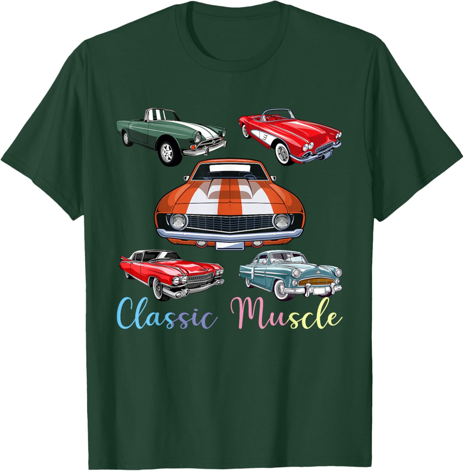 Funny Classic Car America Novelty Muscle Cars T-Shirt - T-Shirt | Forest