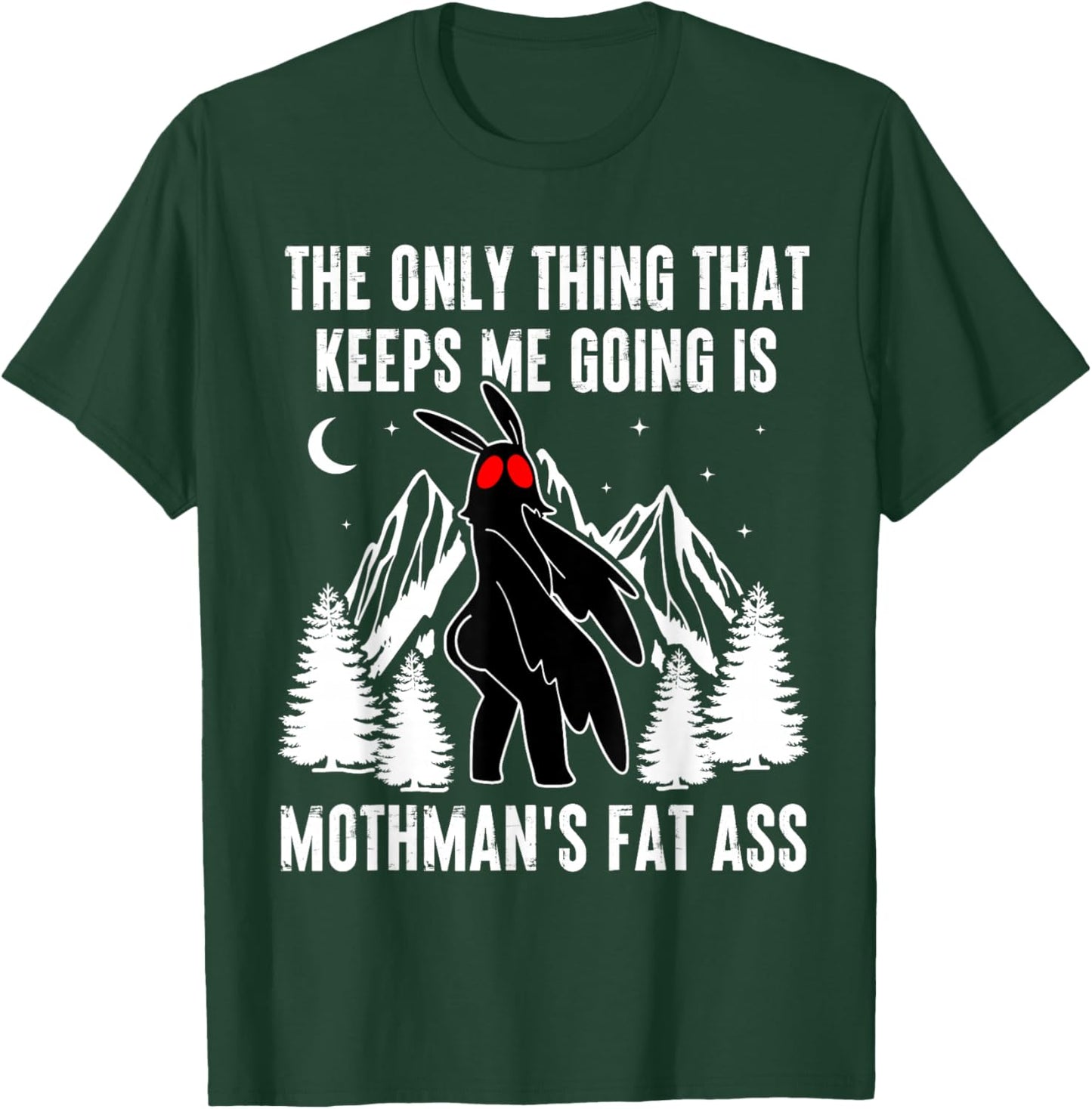 Funny Mothman Fat Ass Vintage Cryptid Funny Mothman Meme T-Shirt - T-Shirt | Forest