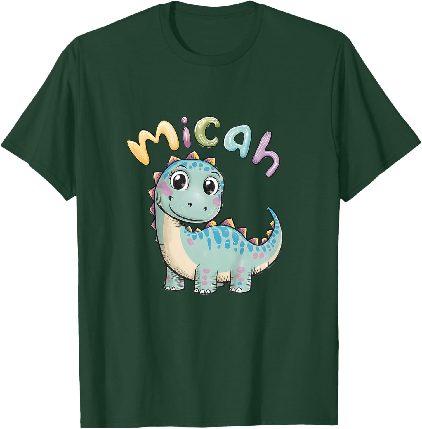 Kids Micah Dinosaur Adventure Personalized Kids Name Gift T-Shirt - T-Shirt | Forest