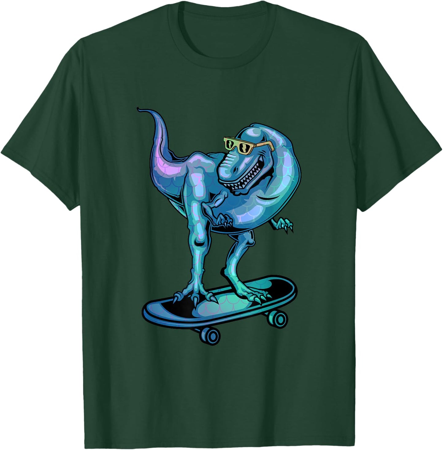 Dinosaur on Skateboard Skateboarding Dinosaur Gear T-Shirt - T-Shirt | Forest