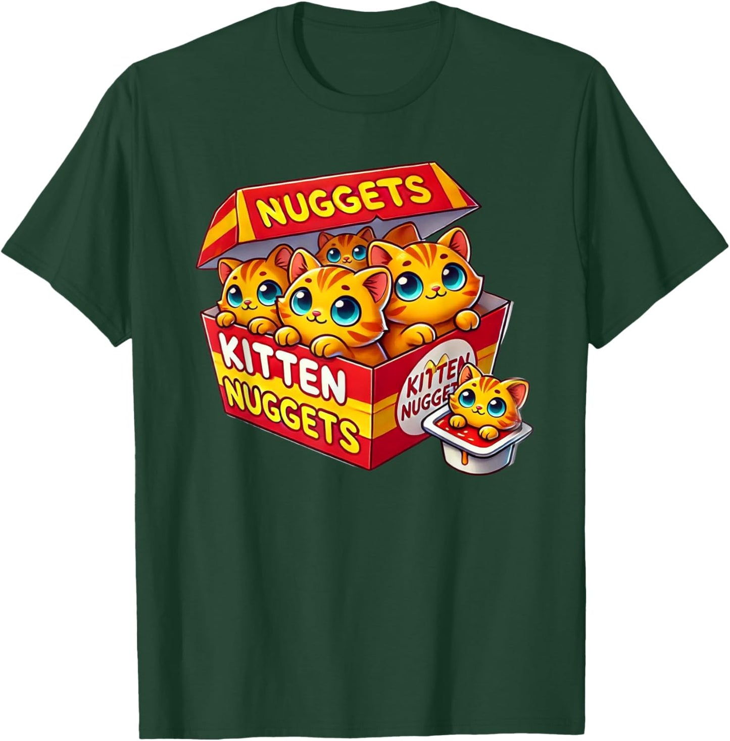 Funny Cat Owner Cute Gifts Kitten Nuggets Cat Lover Gift Food Pun Chicken Nuggets T-Shirt - T-Shirt | Forest
