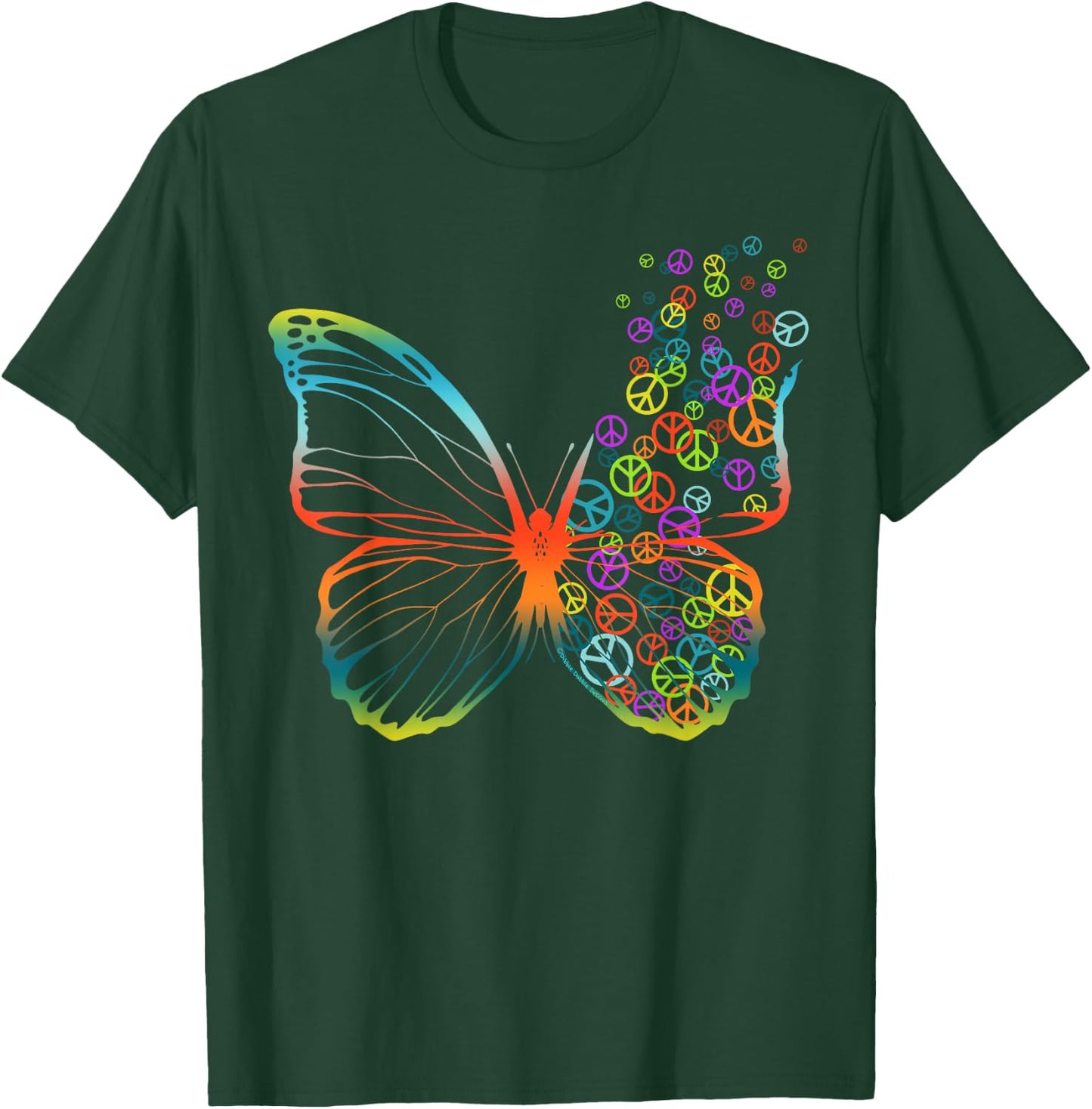 60s 70s Peace Sign Butterfly Tie Dye Peace Love Hippie T-Shirt - T-Shirt | Forest