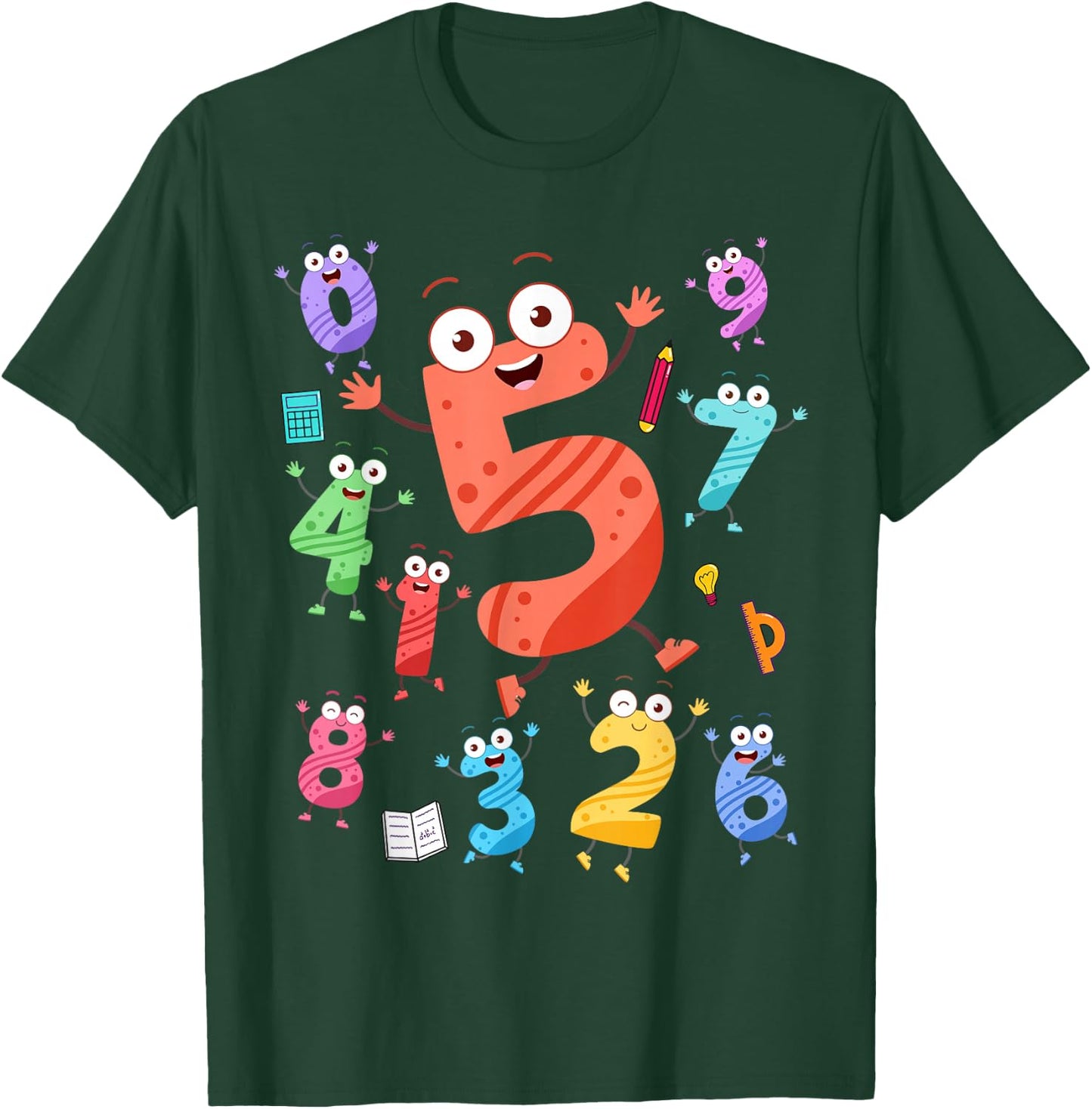 Maths Day Number Costume With Number 5 Idea For Kids Number T-Shirt - T-Shirt | Forest