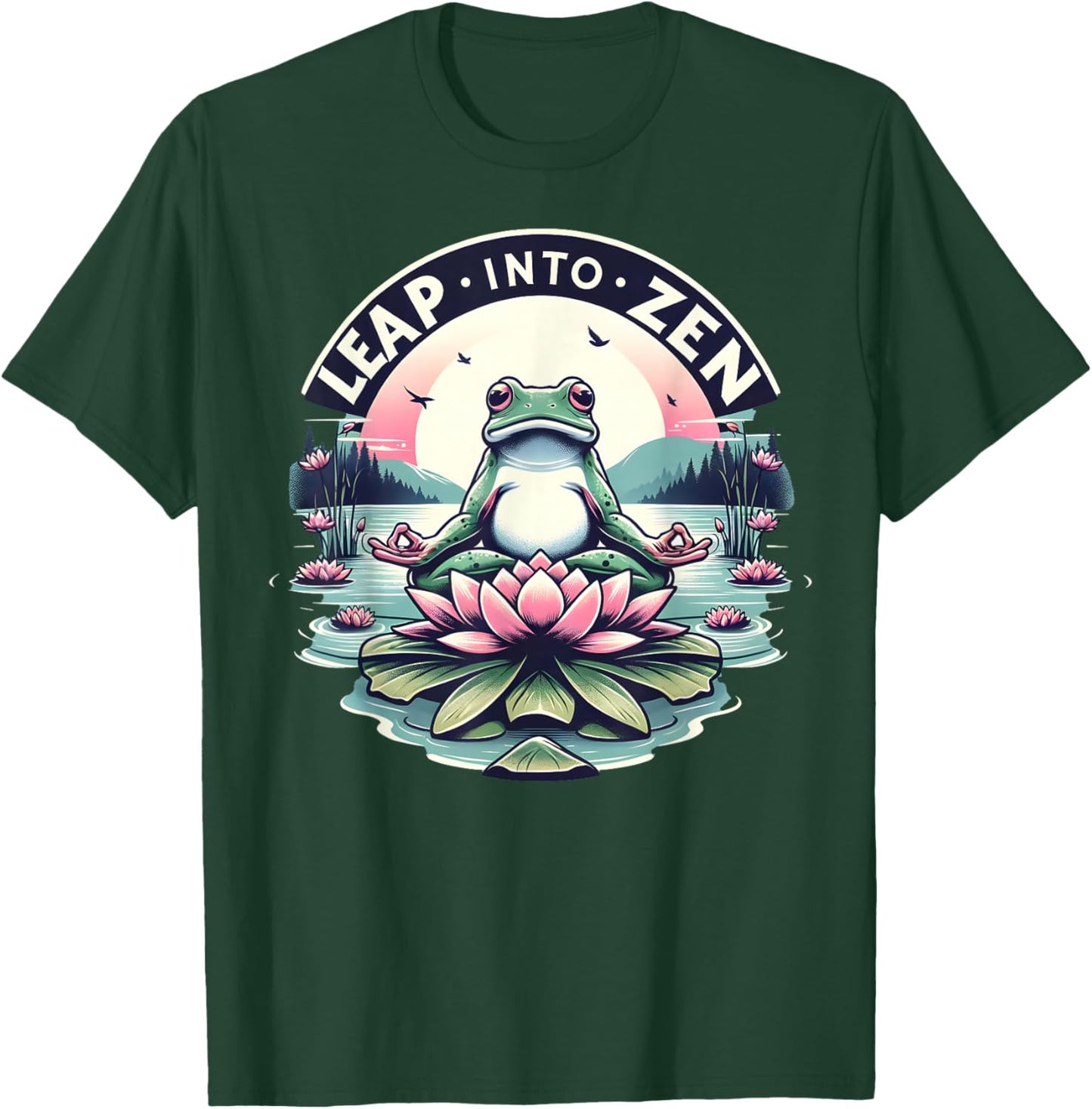 Meditative Frog Lotus Pose Yoga Zen Peaceful Mind T-Shirt - T-Shirt | Forest