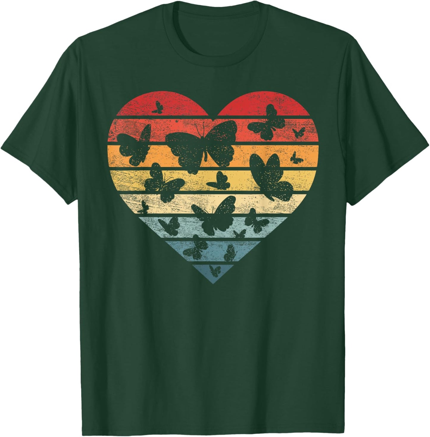 Butterfly Lover Gifts Retro Vintage Heart Silhouette T-Shirt - T-Shirt | Forest