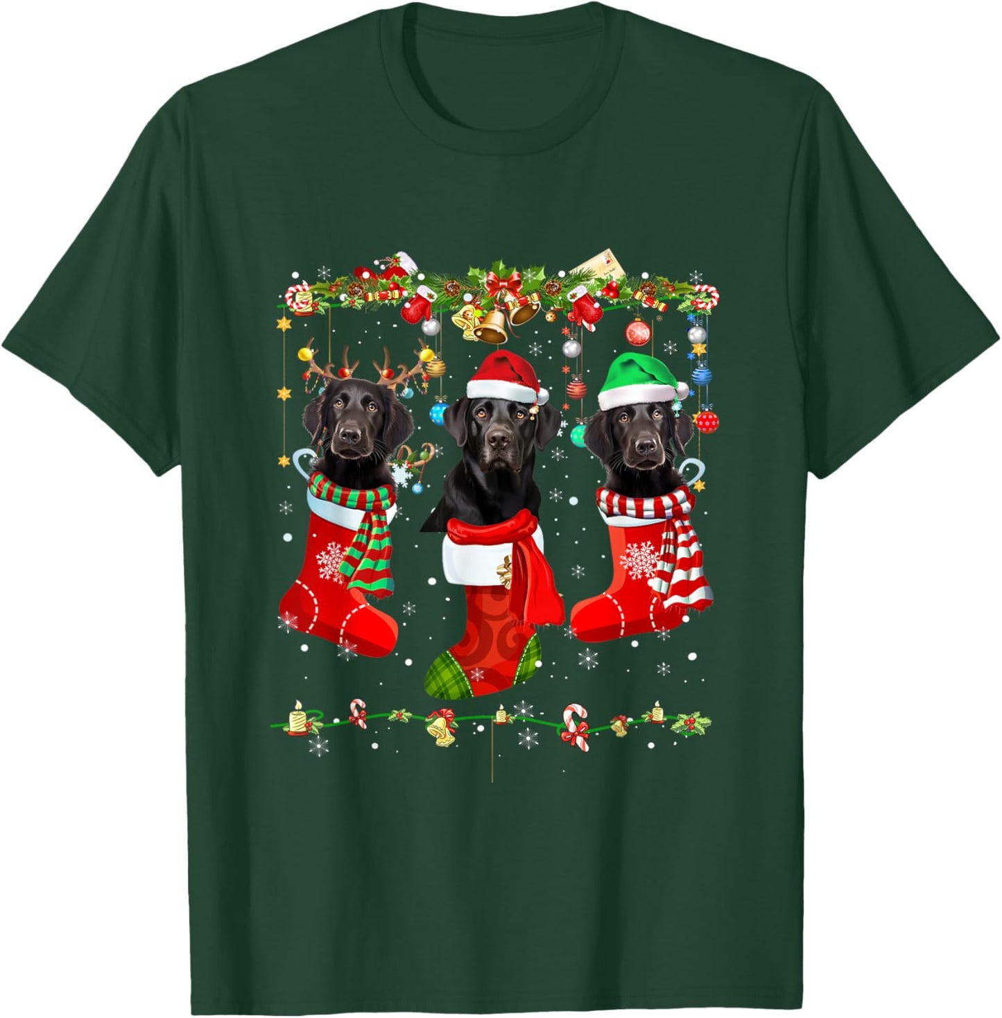 Black Lab Labrador Christmas Socks Funny Xmas Pajama Dog T-Shirt - T-Shirt | Forest