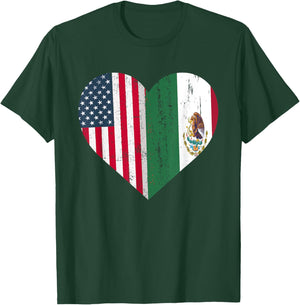 Mexico US Flag Patriot Mexican Flag American Flag T-Shirt - T-Shirt | Forest