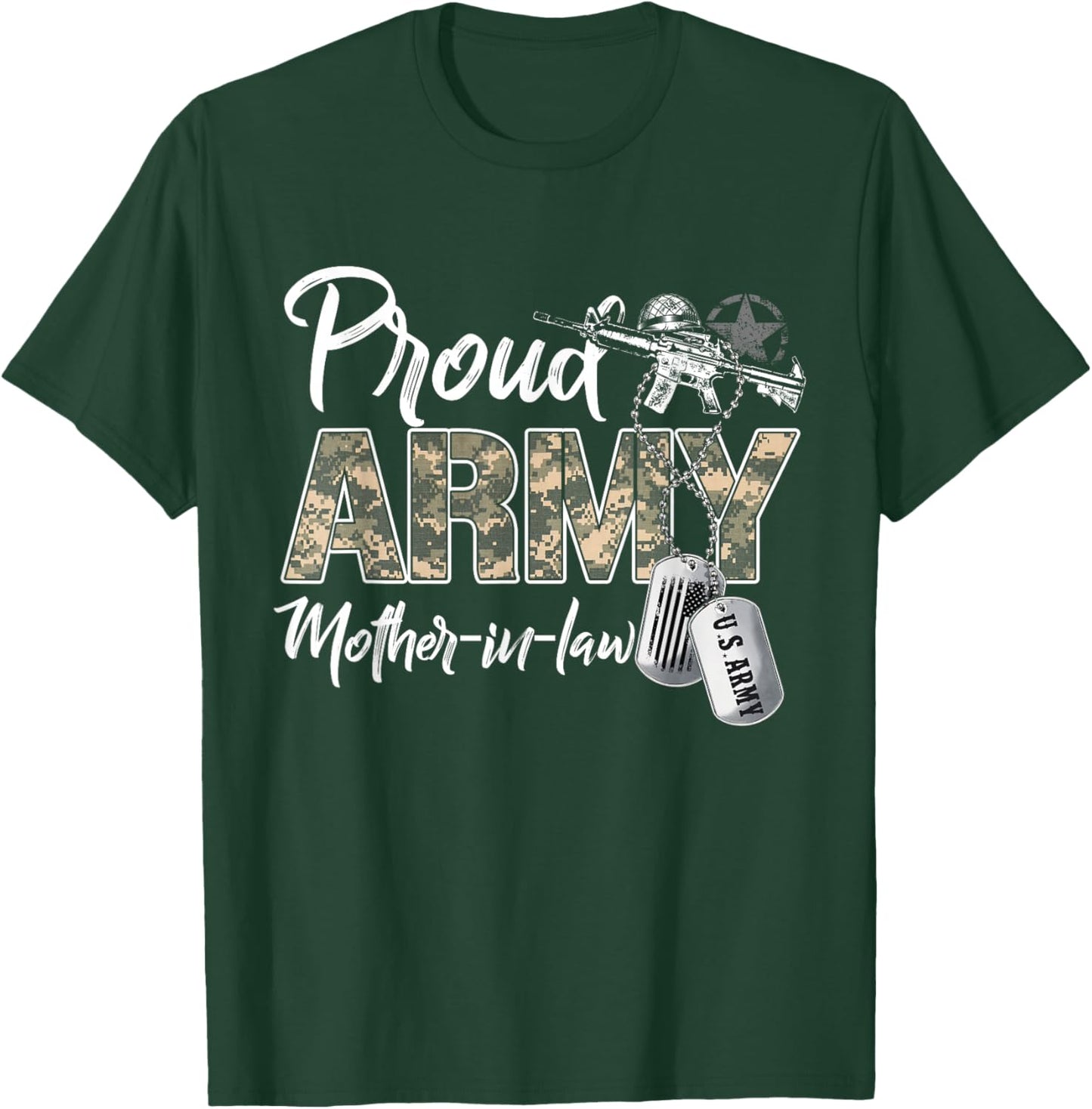 Proud Army Mother-In-Law US Army Family Matching Military T-Shirt - T-Shirt | Forest