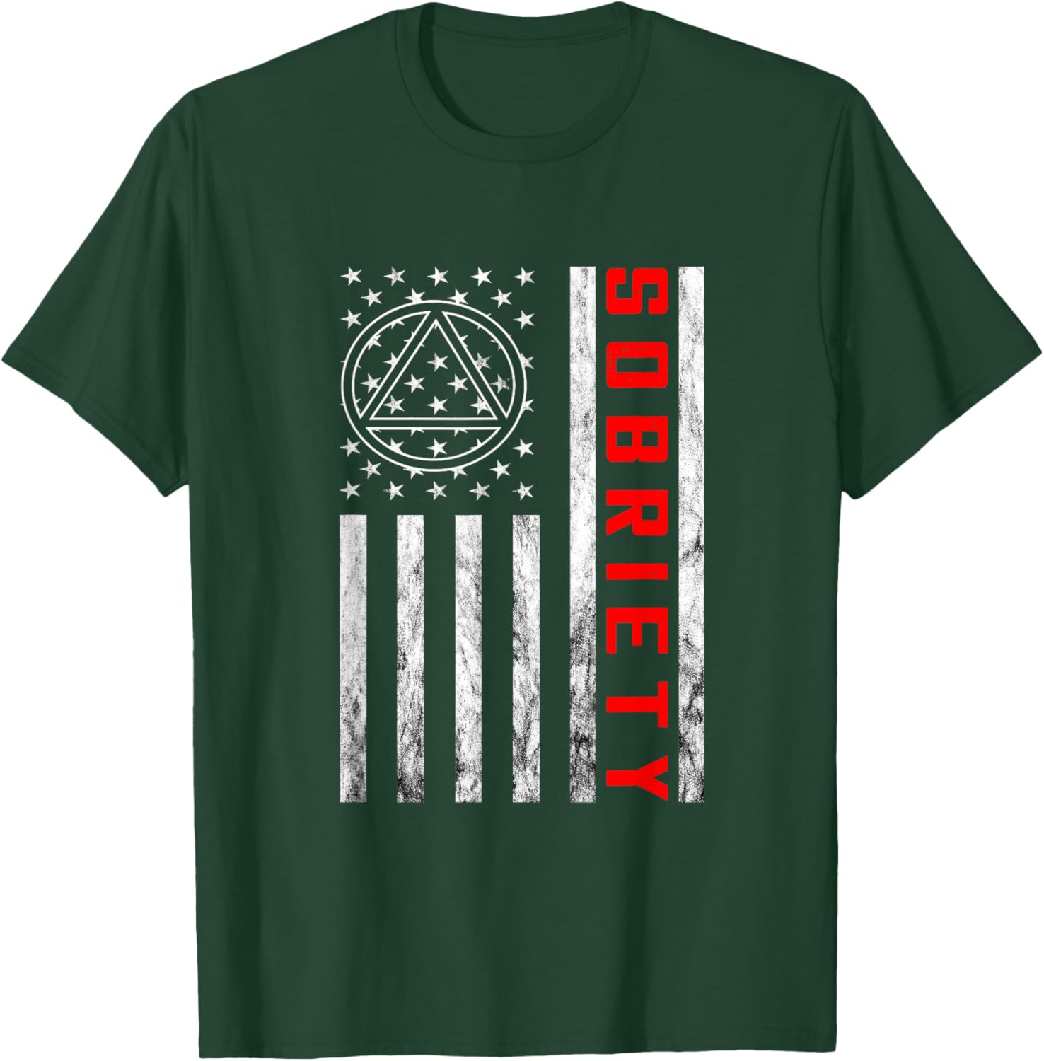Vintage American Flag Sobriety Narcotics Anonymous Sober T-Shirt - T-Shirt | Forest