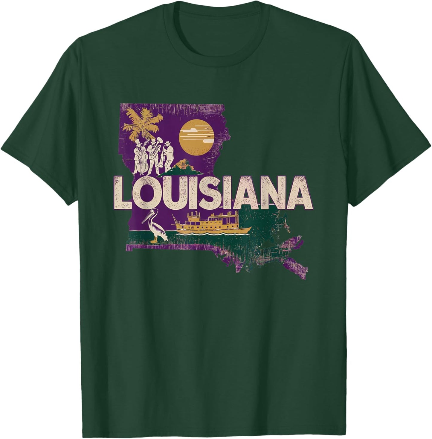 Louisiana State of Louisiana Retro Louisiana T-Shirt - T-Shirt | Forest
