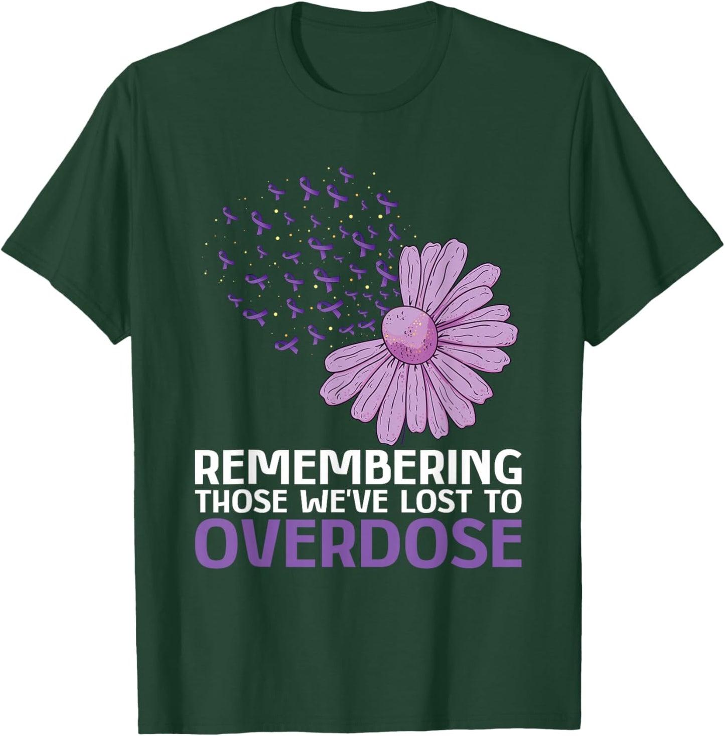 Overcome Drug Addiction And Overdose Awareness Purple Ribbon Sunflower - Women's Classic Fit Black Small T-Shirt - T-Shirt | Forest