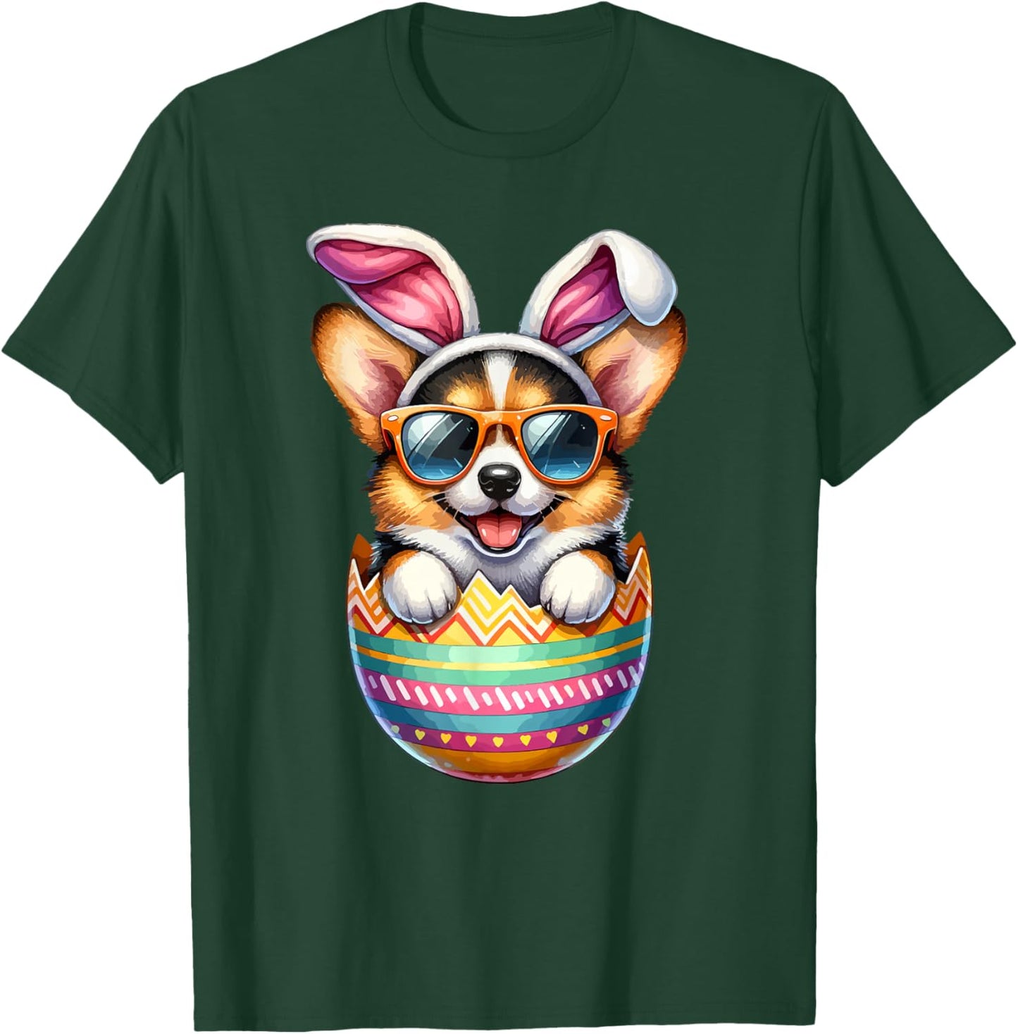 Cute Pembroke Welsh Corgi Egg Easter Day Dog Dad Dog Mom T-Shirt - T-Shirt | Forest