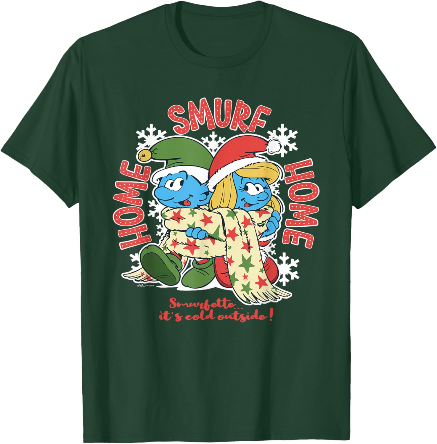 The Smurfs Home Smurf Home, Christmas With Smurfette T-Shirt - T-Shirt | Forest