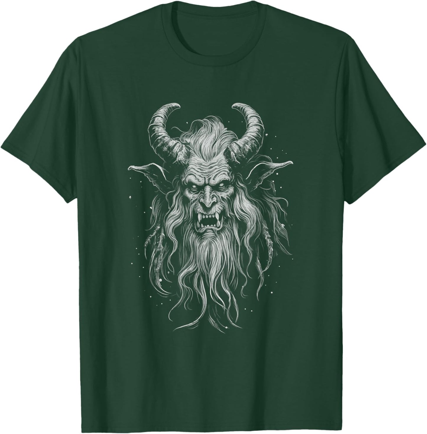 Vintage Krampus Creepy Christmas Black and White Graphic T-Shirt - T-Shirt | Forest