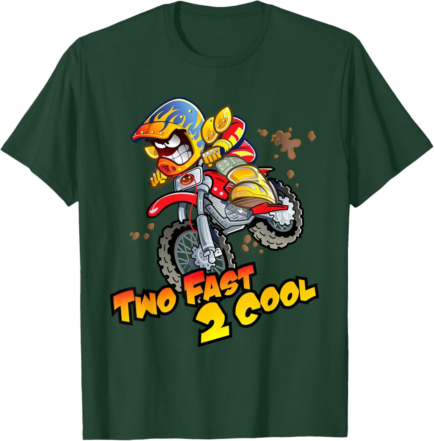 Two Fast 2 Cool Motocross Dirt Bike 2nd Birthday Party Gift T-Shirt - T-Shirt | Forest