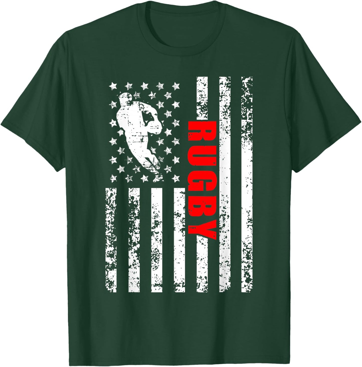 US American Flag Rugby Patriotic Rugby Girls Kids Men T-Shirt - T-Shirt | Forest