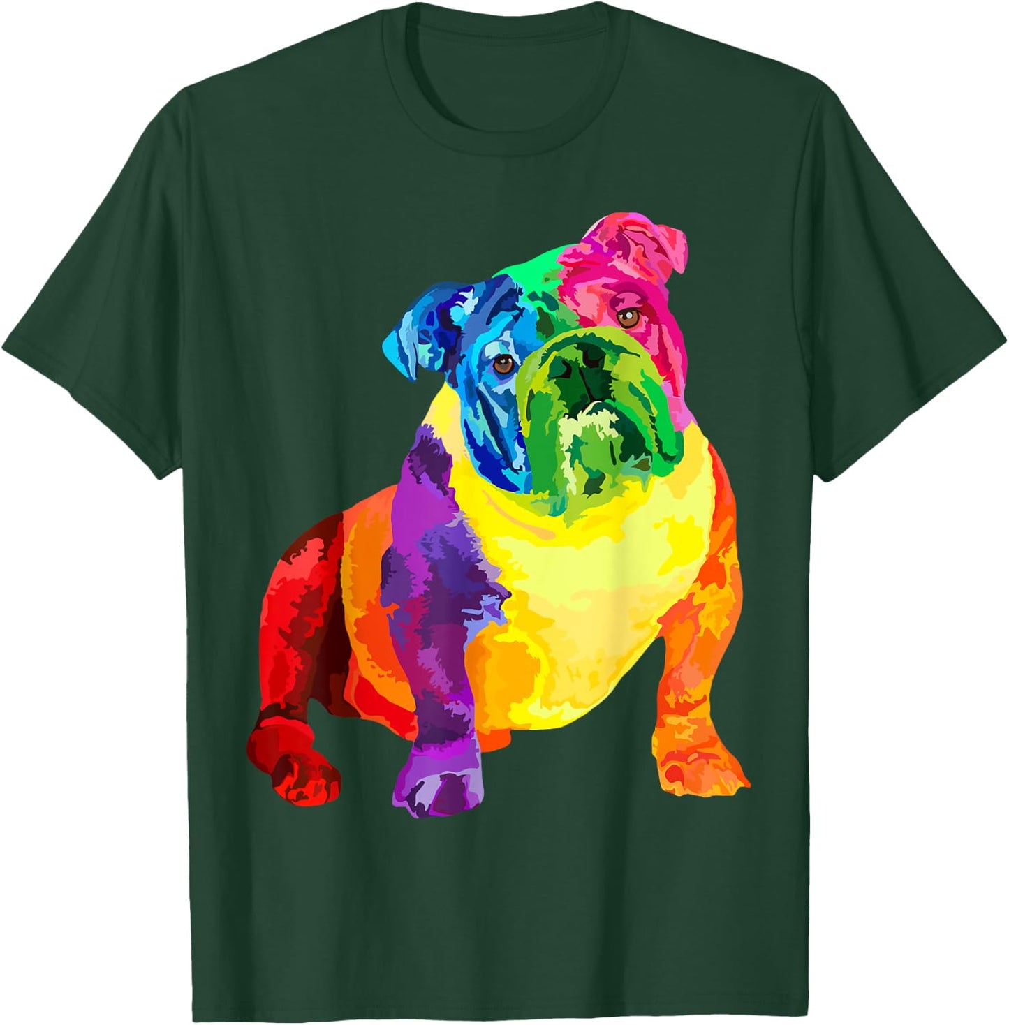 Dog Lover Gifts Colorful Cool English Bulldog T-Shirt - T-Shirt | Forest