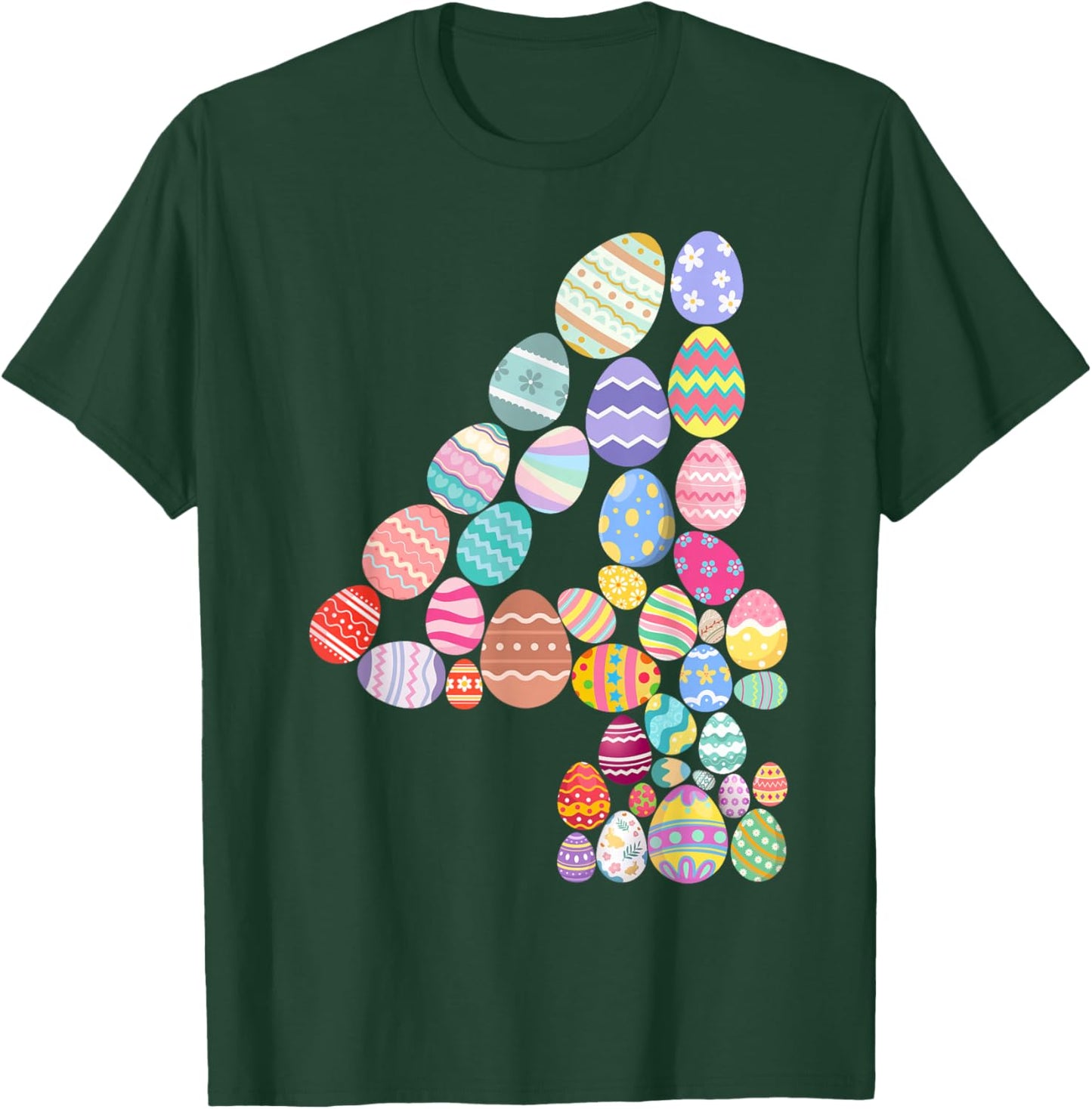 Number 4 Easter Eggs Themed 4th Birthday Boys Kid 4 Year Old T-Shirt - T-Shirt | Forest