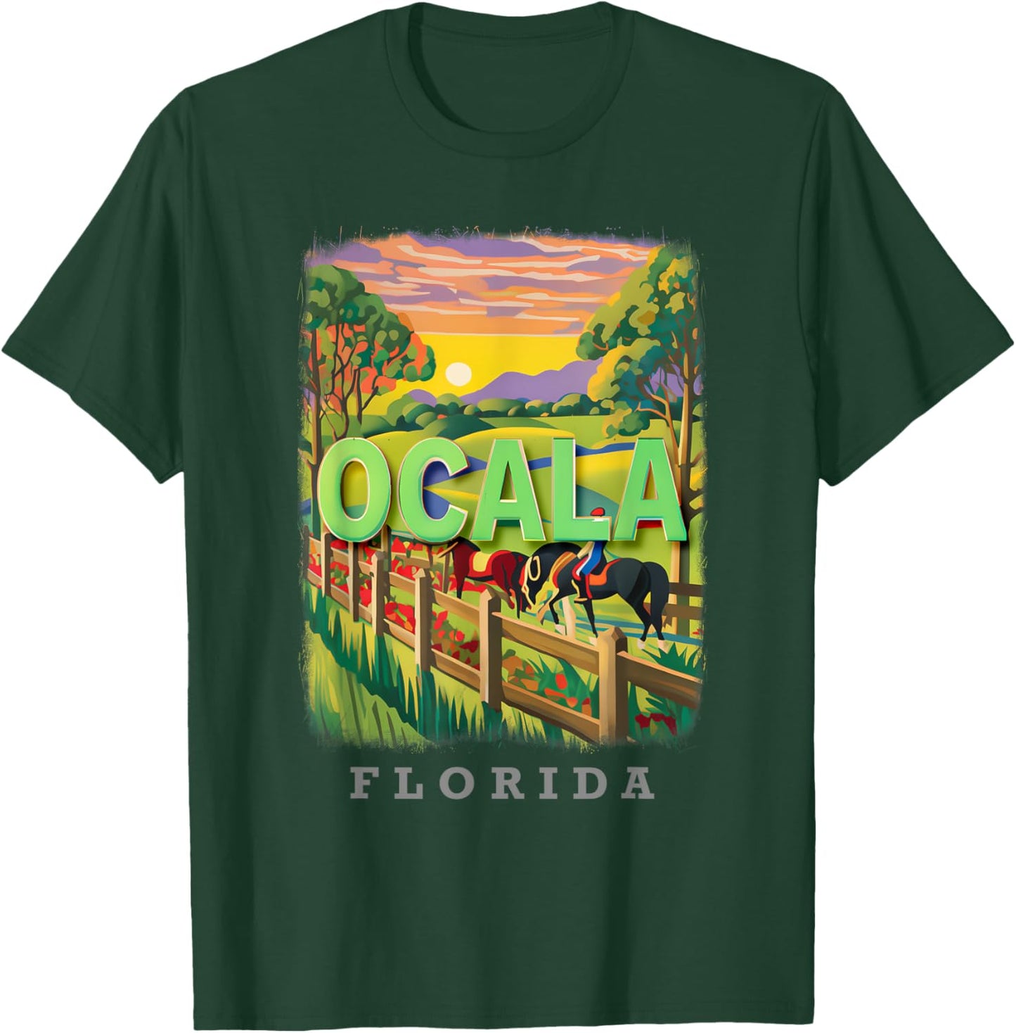 Ocala Florida FL Horse Country Bliss SD634 T-Shirt - T-Shirt | Forest