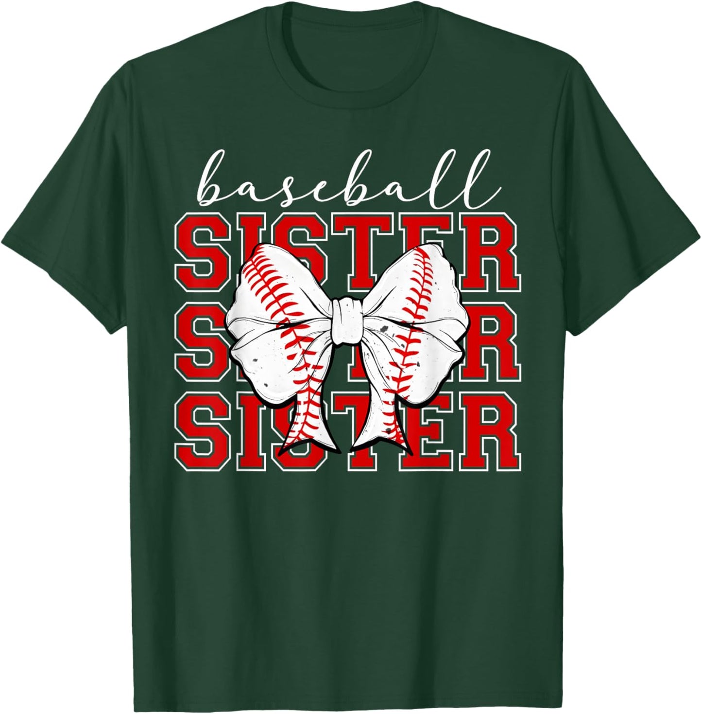Baseball Sister Vintage Sport Lover Sister Mothers Da T-Shirt - T-Shirt | Forest