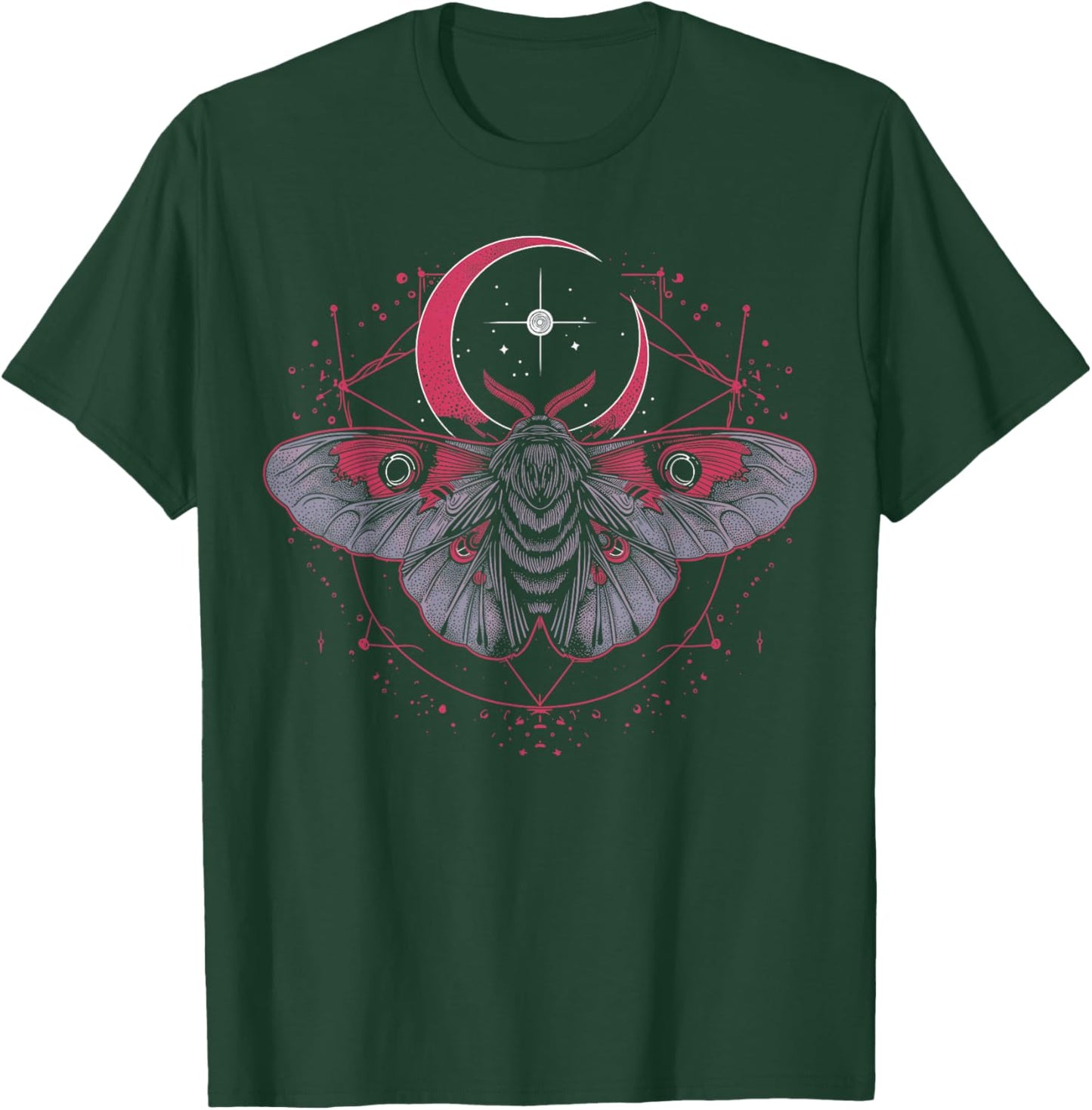 Celestial Moon Moth | Gothic Goth Witch Occult Aesthetic T-Shirt - T-Shirt | Forest