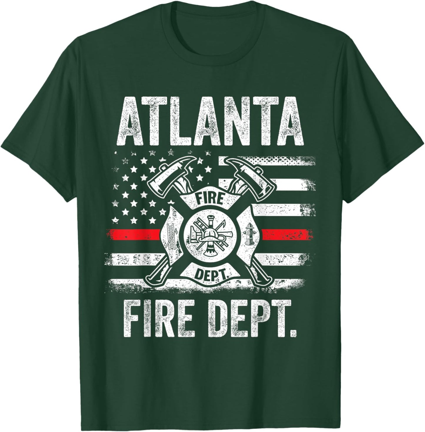 Atlanta Georgia Fire Department Thin Red Line Fireman T-Shirt - T-Shirt | Forest