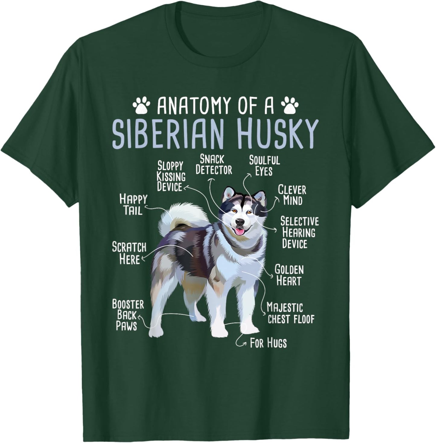 Anatomy Of A Siberian Husky - Dog Breeder Pet Trainer Puppy T-Shirt - T-Shirt | Forest