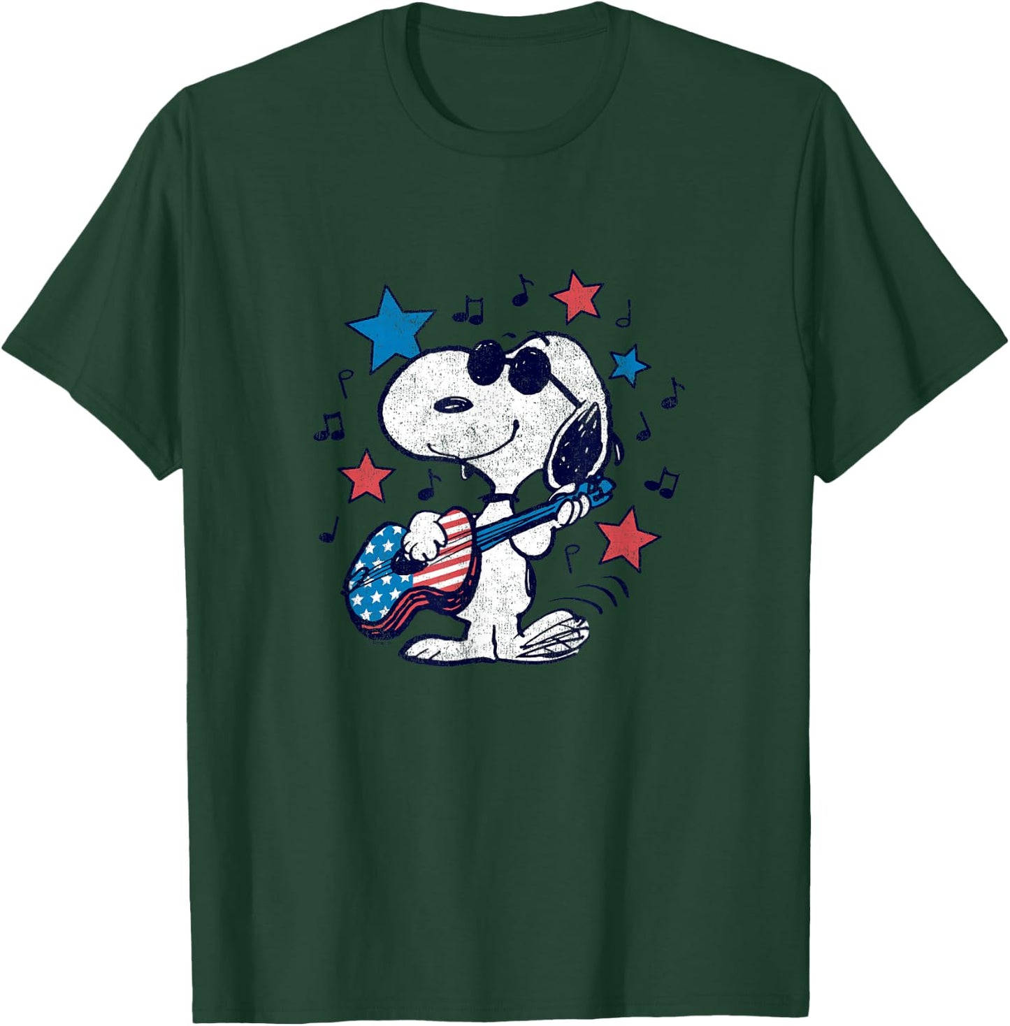 Snoopy - Americana Stars and Stripes Guitar T-Shirt - T-Shirt | Forest
