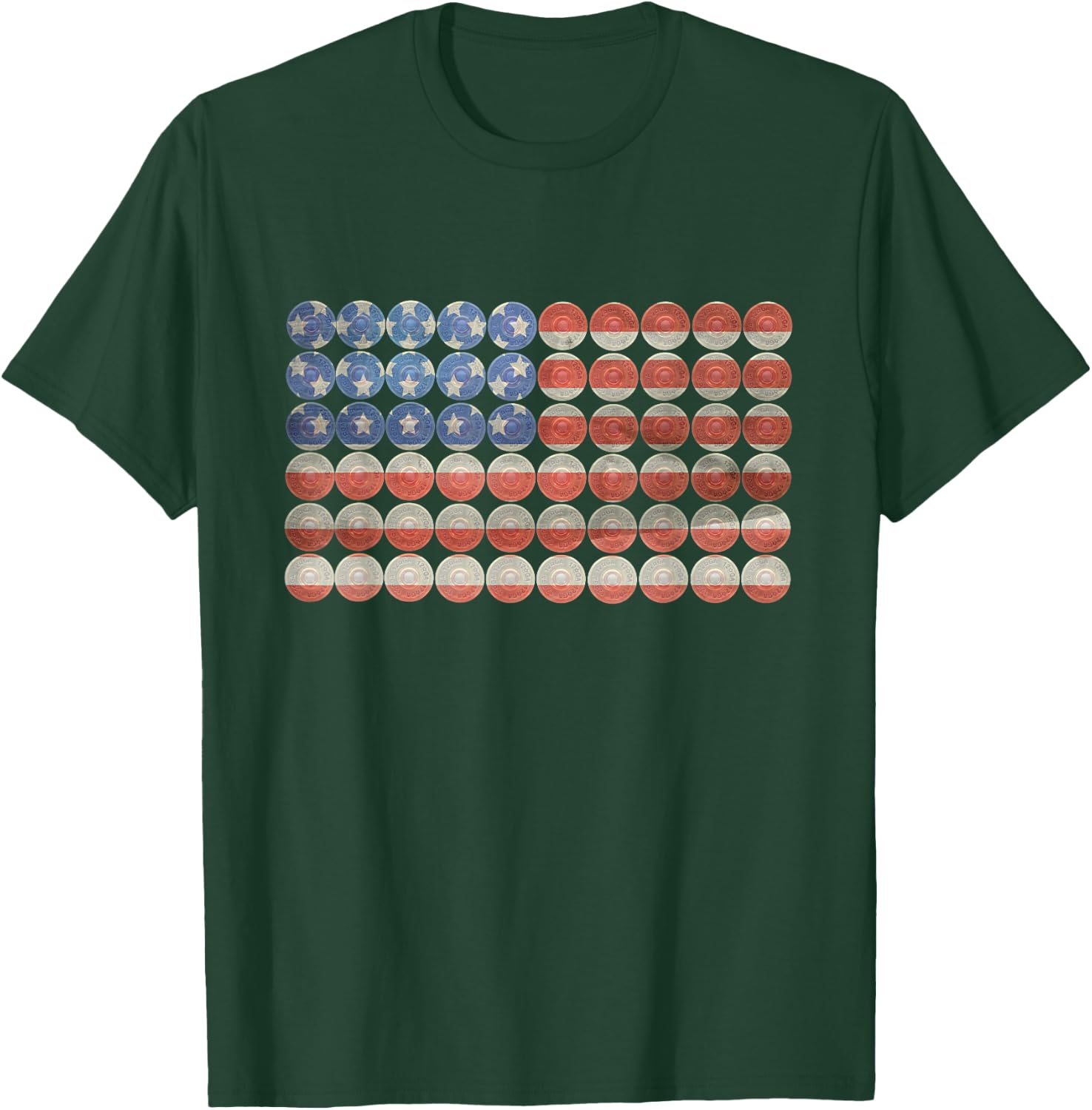 Trap Shooting American Flag Shotgun Shells | Hunting Gift T-Shirt - T-Shirt | Forest