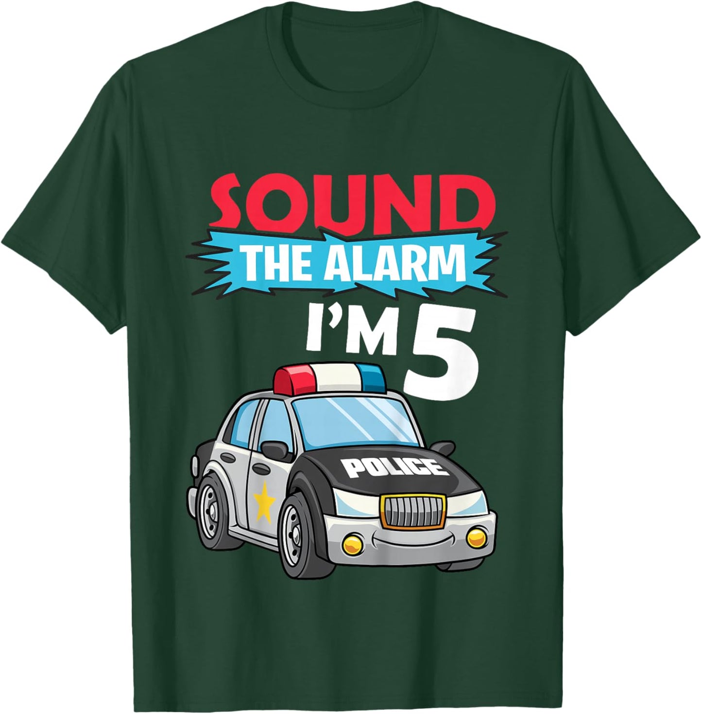 Kids Birthday Boy Shirt 5 Years Old Police Car Policeman Cop T-Shirt - T-Shirt | Forest