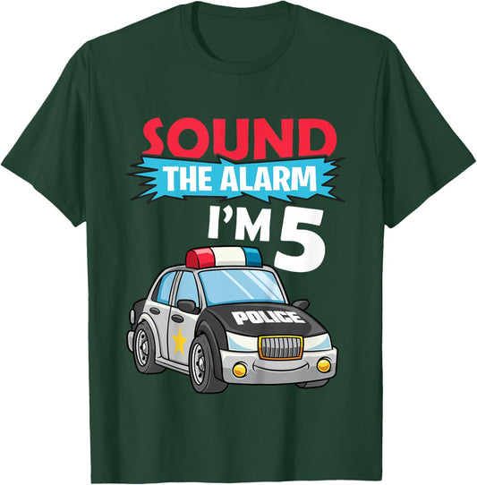 Kids Birthday Boy Shirt 5 Years Old Police Car Policeman Cop T-Shirt - T-Shirt | Forest