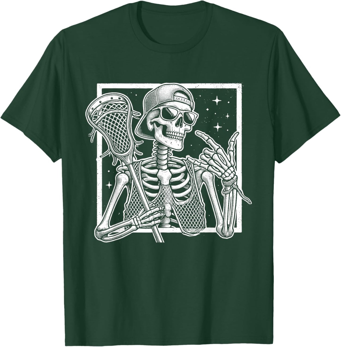 Skeleton Lacrosse Player Birthday Halloween Kids T-Shirt - T-Shirt | Forest