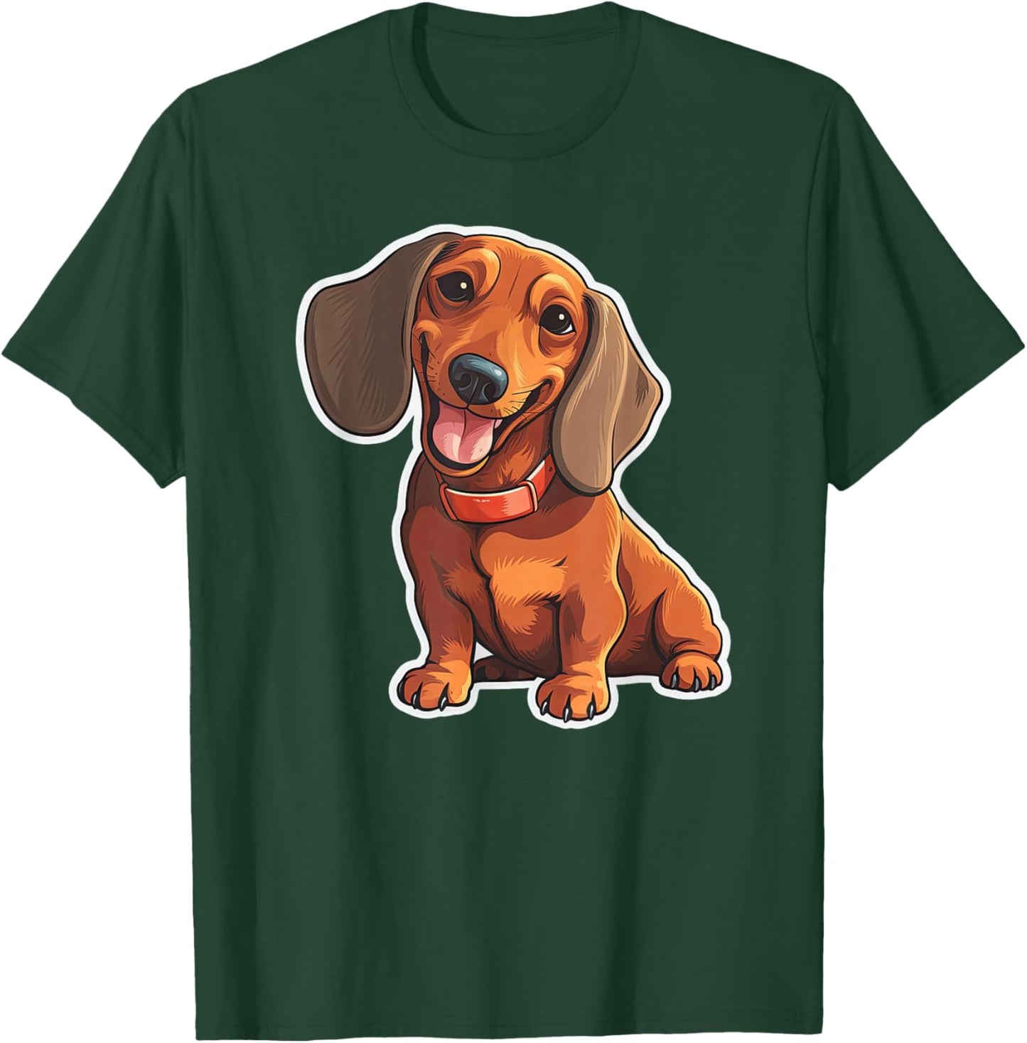 Cute dachshund dog illustration Dog puppy owner gift T-Shirt - T-Shirt | Forest