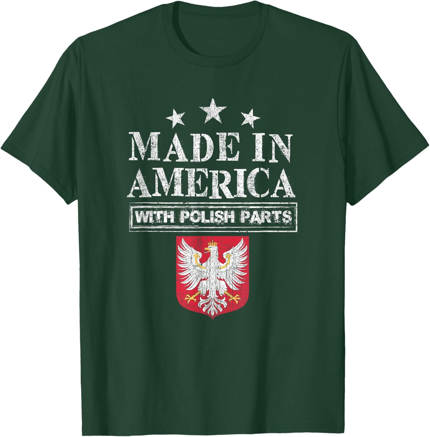 Made in America with Polish Parts Pride Poland Immigra T-Shirt - T-Shirt | Forest