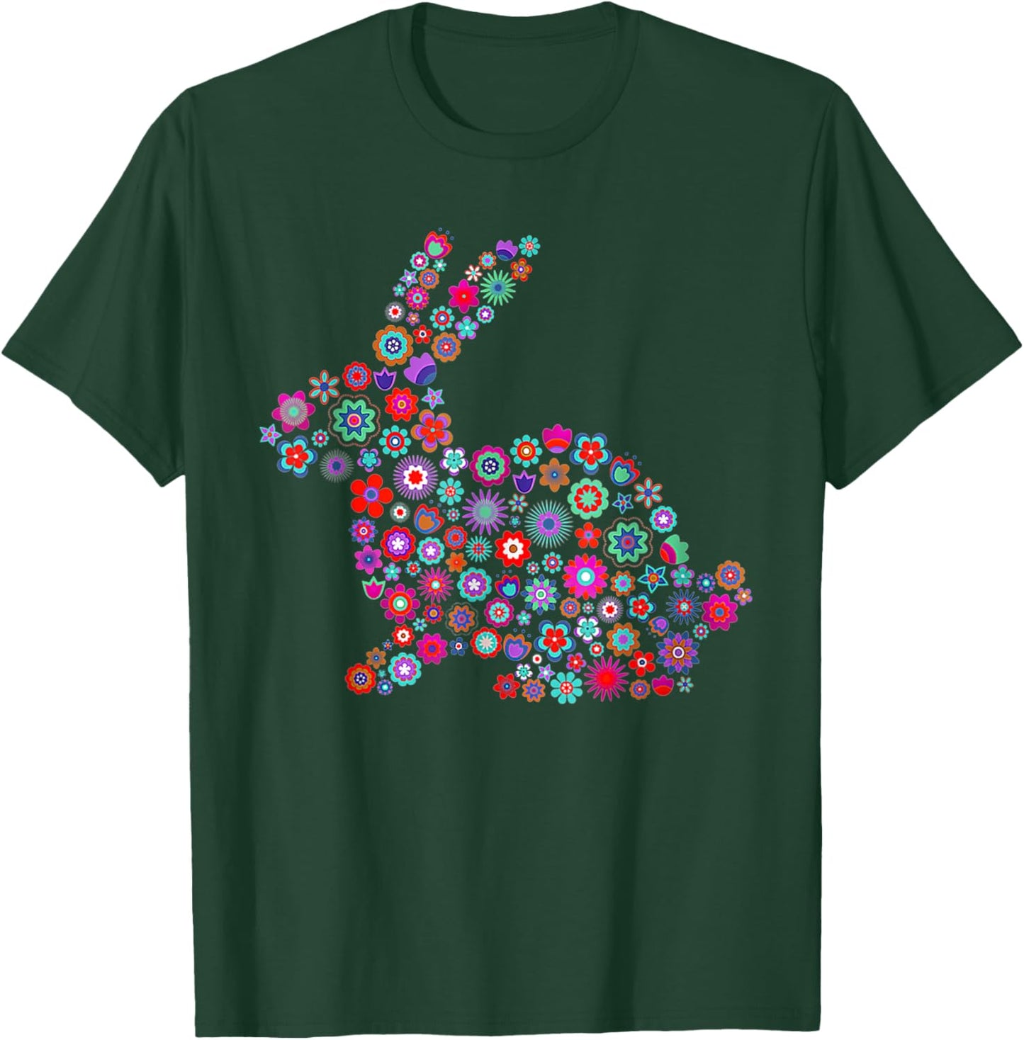 Floral Easter Bunny Women Girls Spring Flowers Rabbit T-Shirt - T-Shirt | Forest