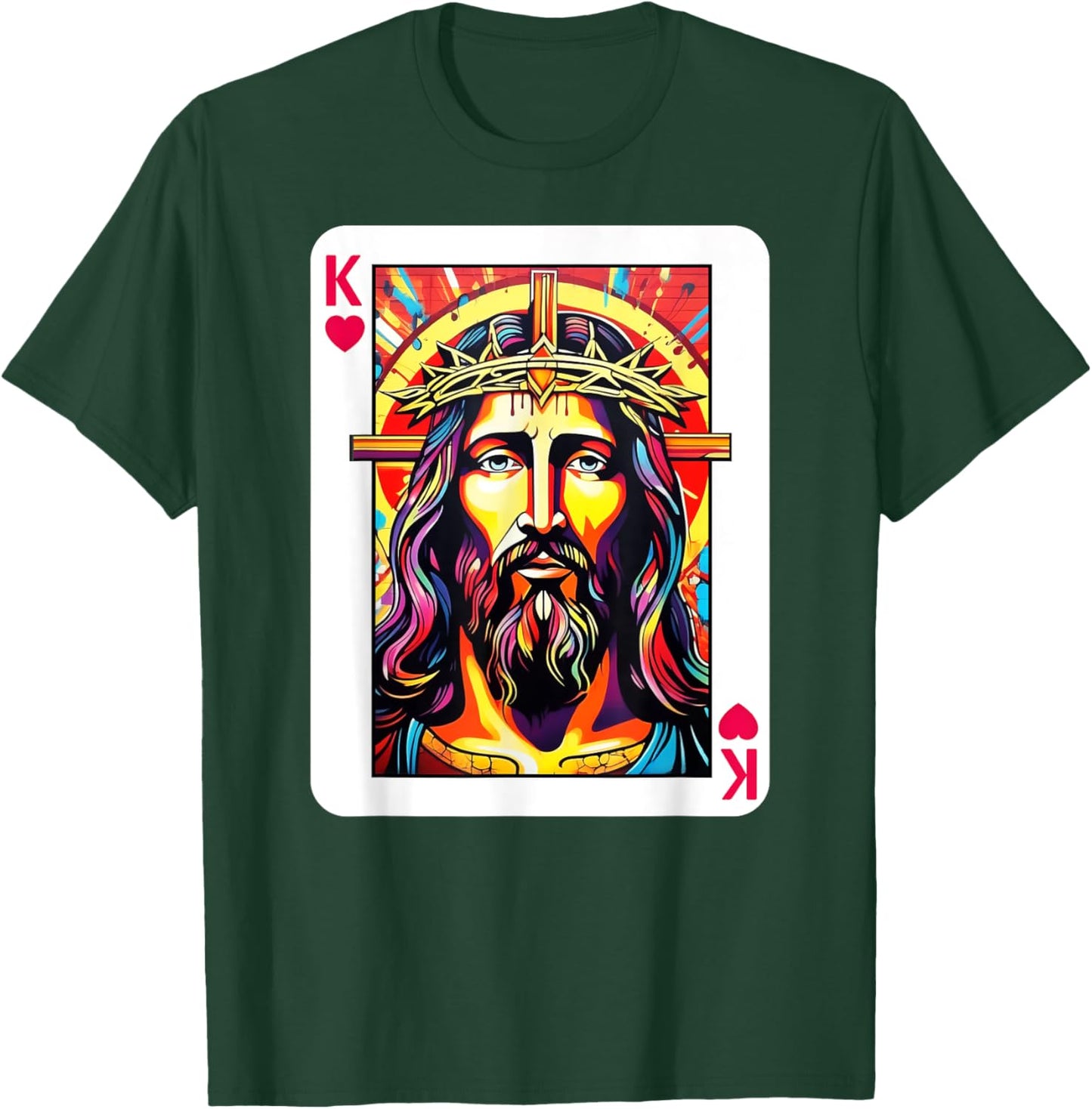 Jesus Is King Card Christian King of Hearts Religious Faith T-Shirt - T-Shirt | Forest