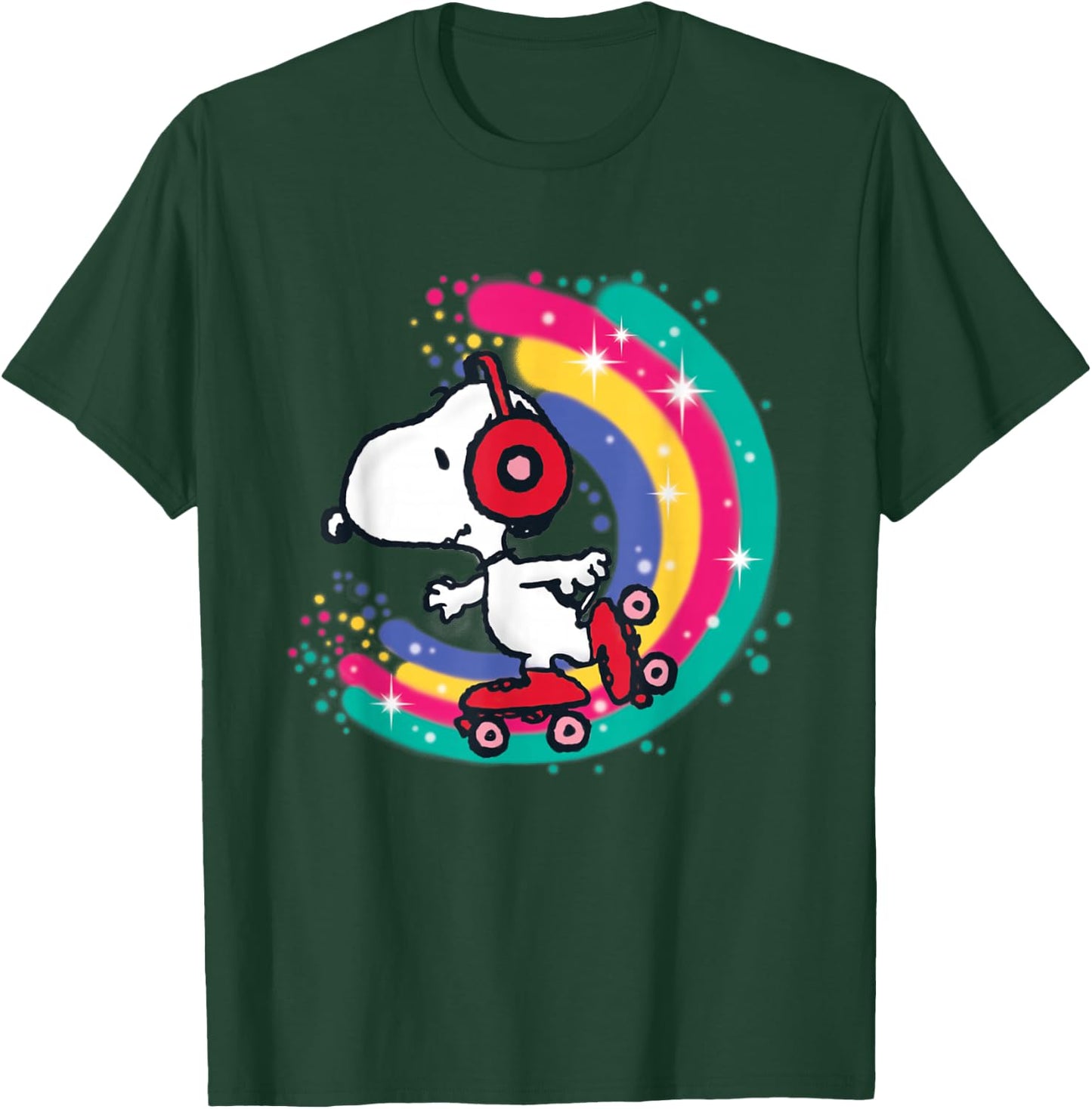 Peanuts Snoopy Roller Skating Rainbow T-Shirt - T-Shirt | Forest